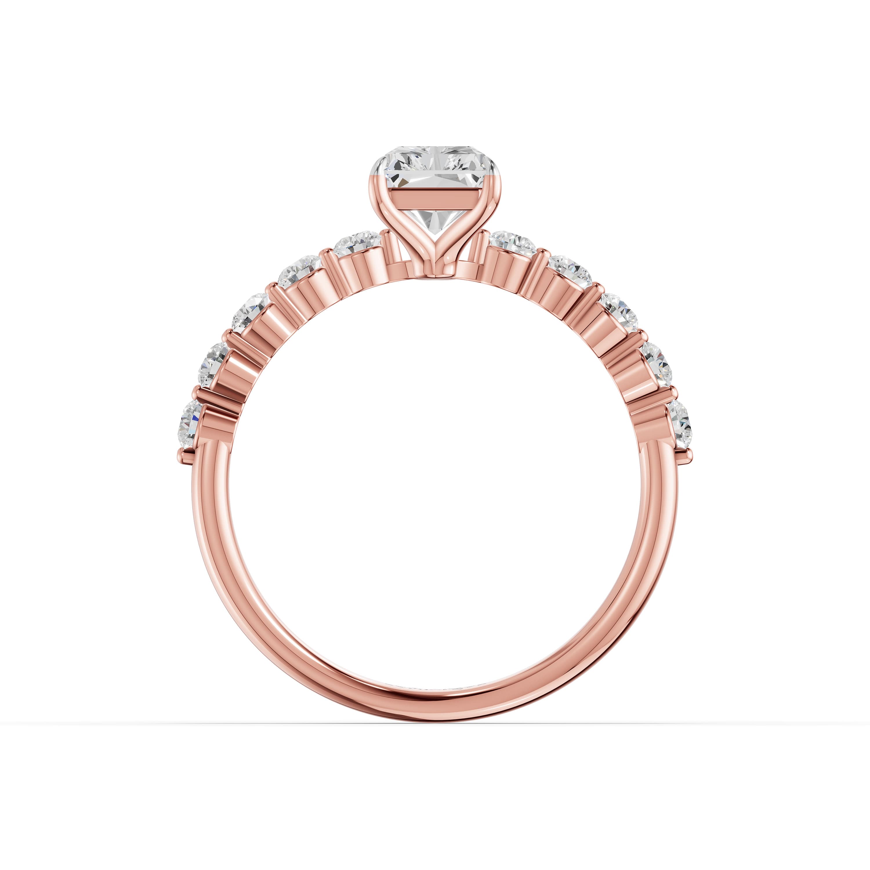 Frame Radiant Halo Ring in rose gold with lab grown diamonds, view 4