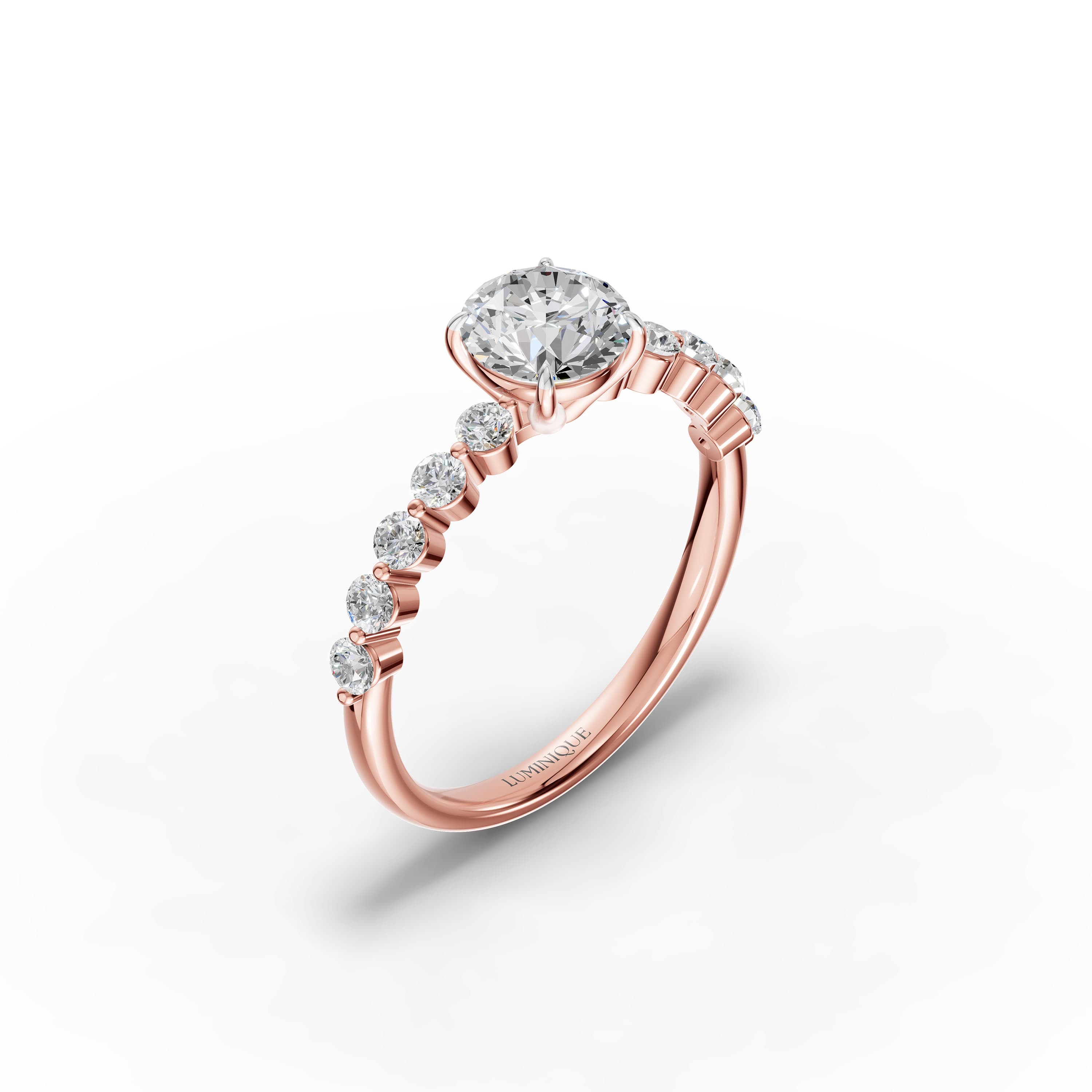Petal Round Cluster Ring in rose gold with lab grown diamonds, view 3
