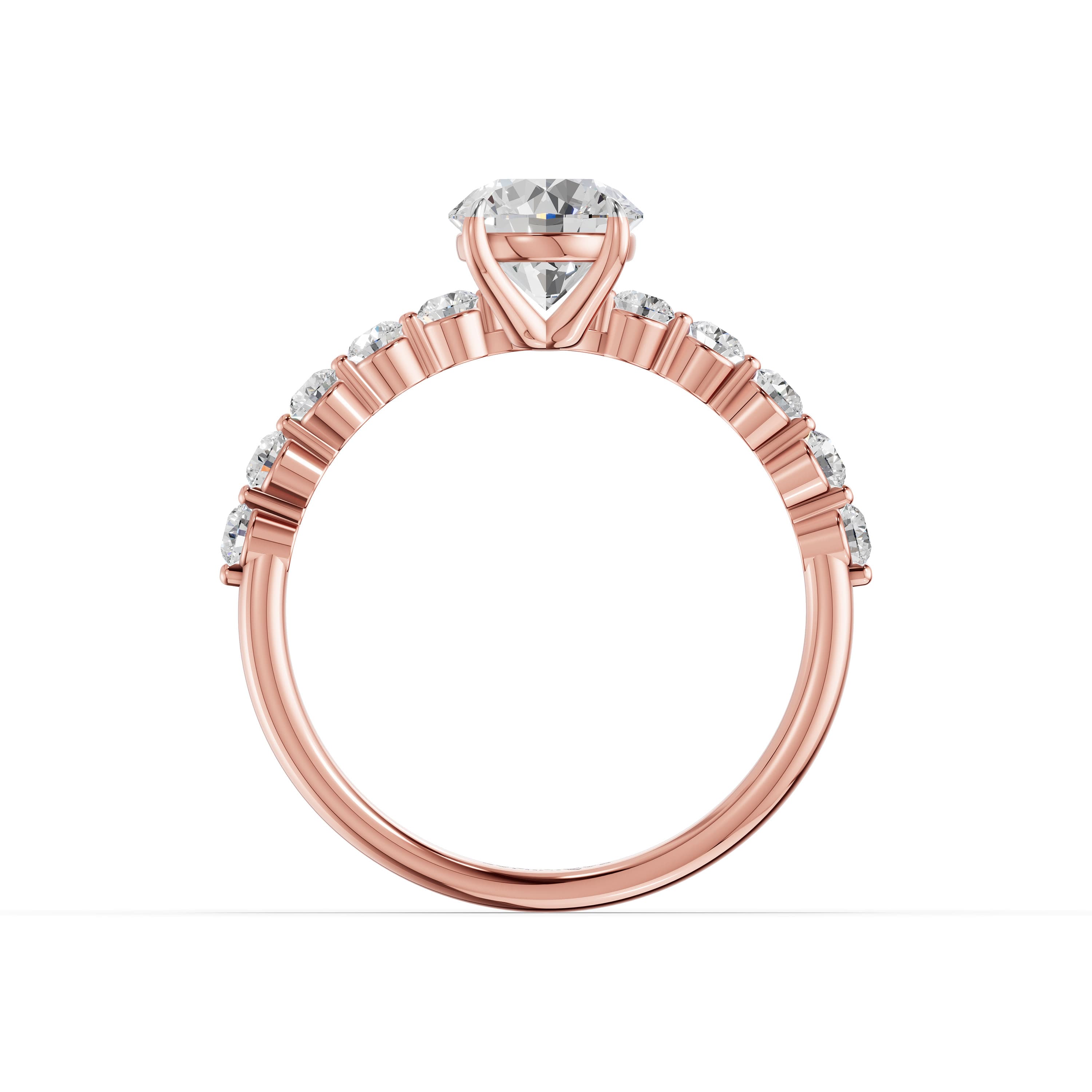 Petal Round Cluster Ring in rose gold with lab grown diamonds, view 4
