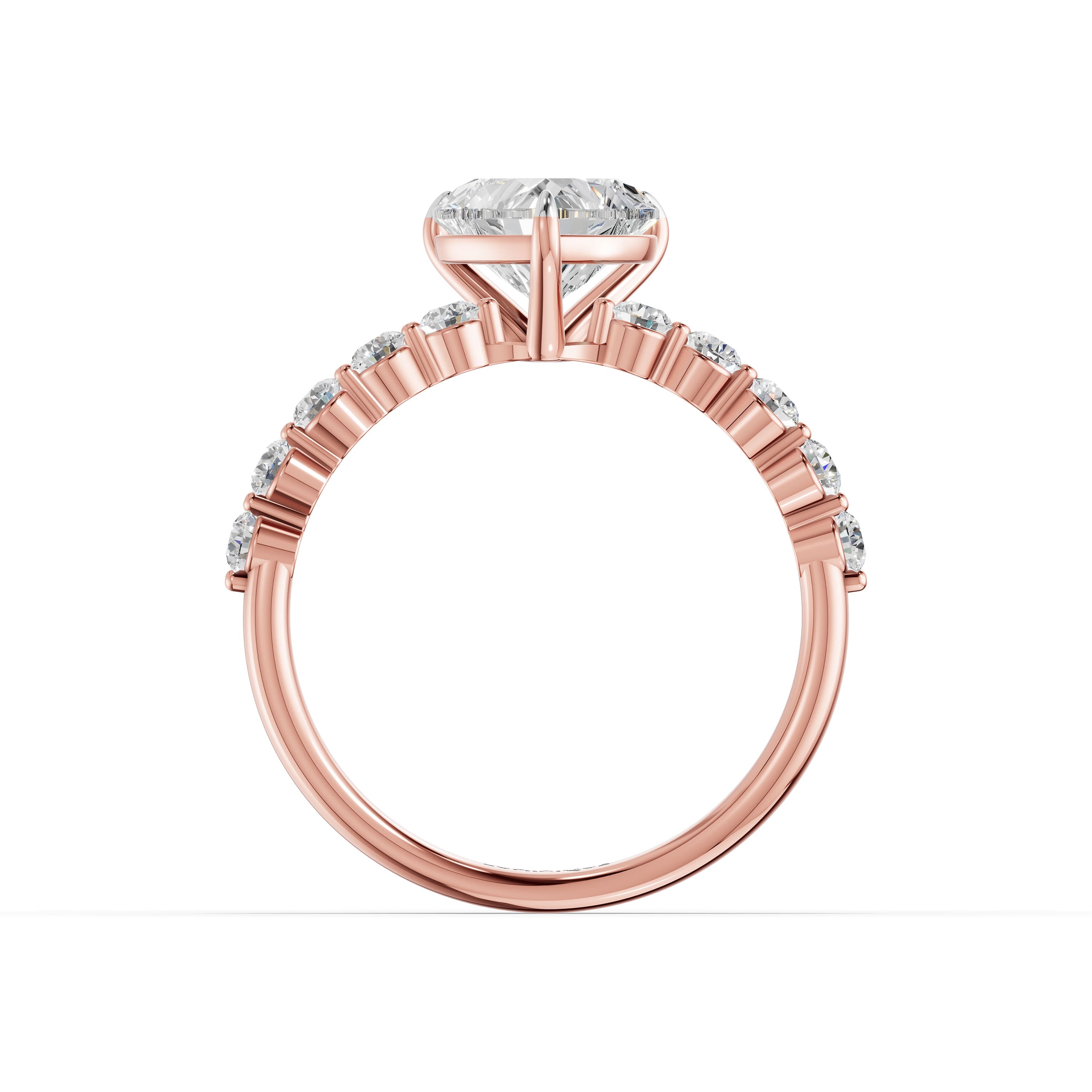 Chime Heart Halo Ring in rose gold with lab grown diamonds, view 4