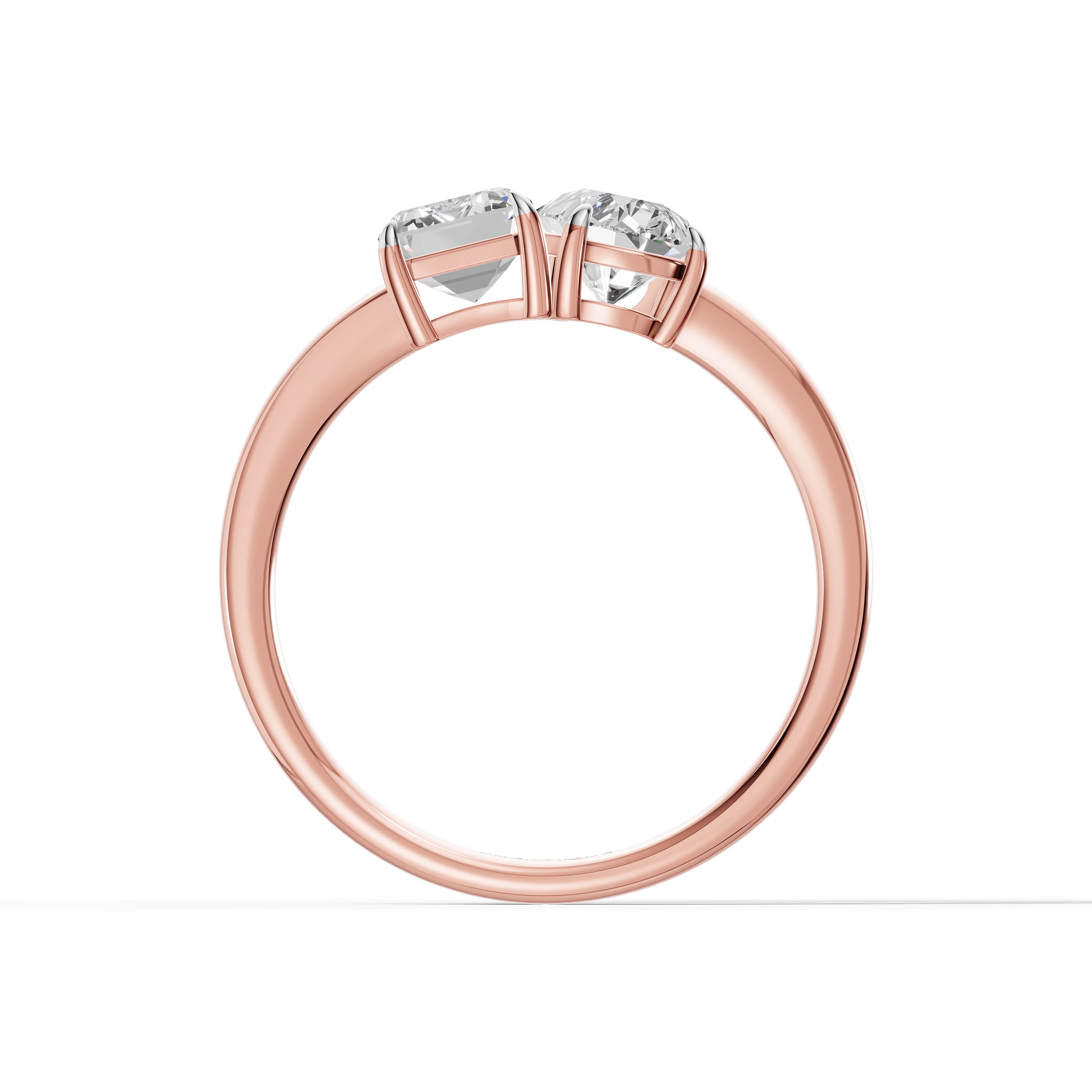 Stanza Toi et Moi Ring in rose gold with lab grown diamonds, view 4