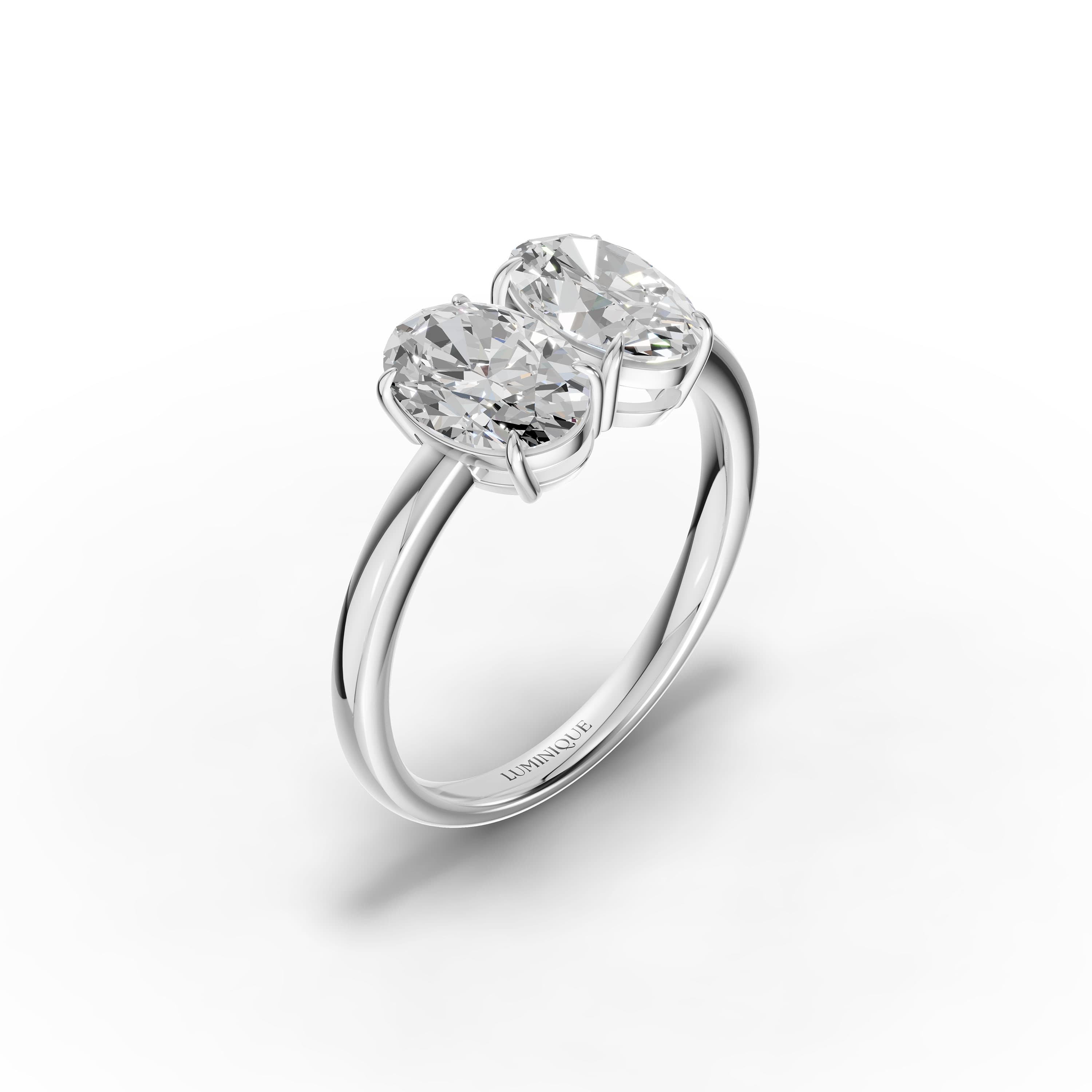 Noon Toi et Moi Ring in white gold with lab grown diamonds, view 3