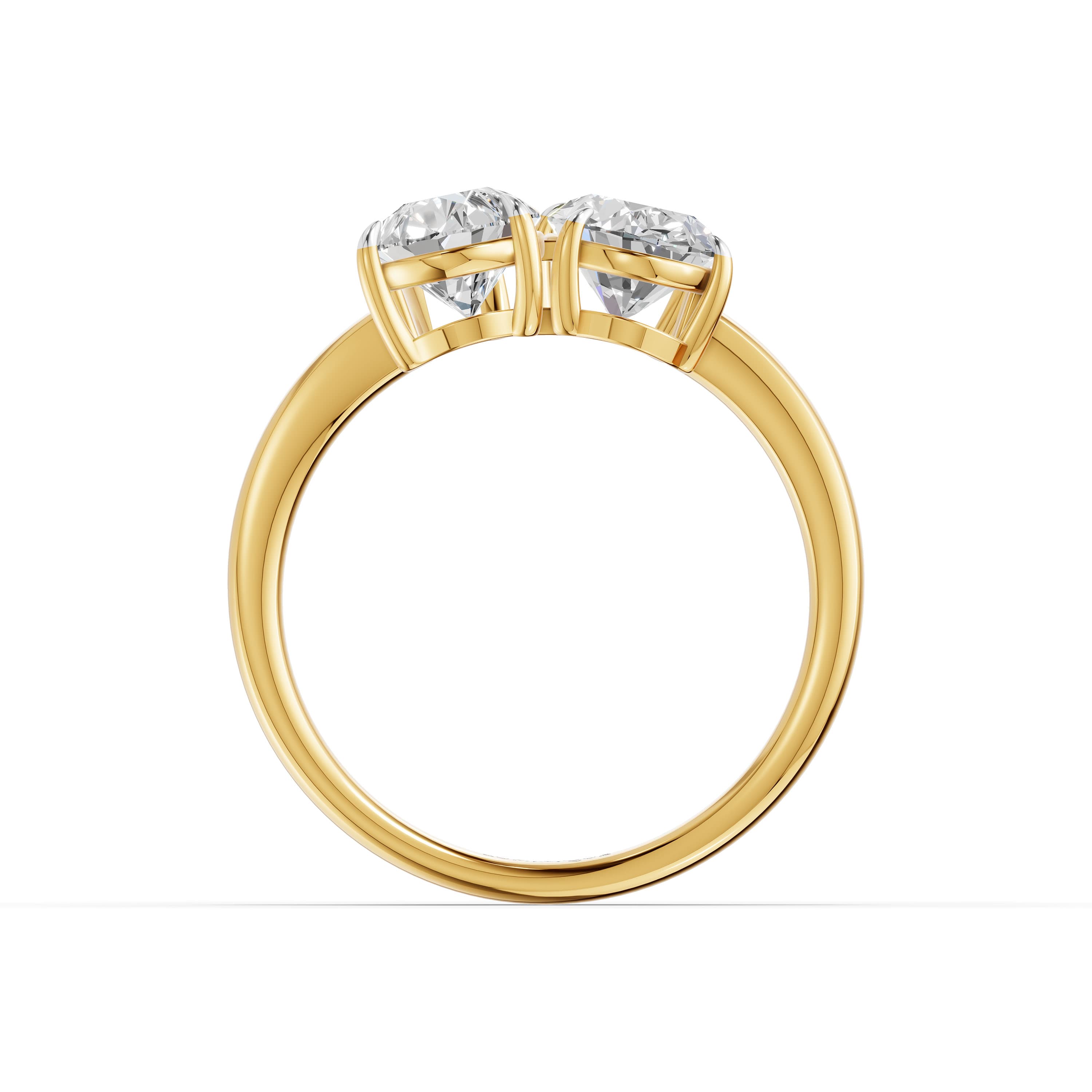 Lilt Toi et Moi Ring in yellow gold with lab grown diamonds, view 4