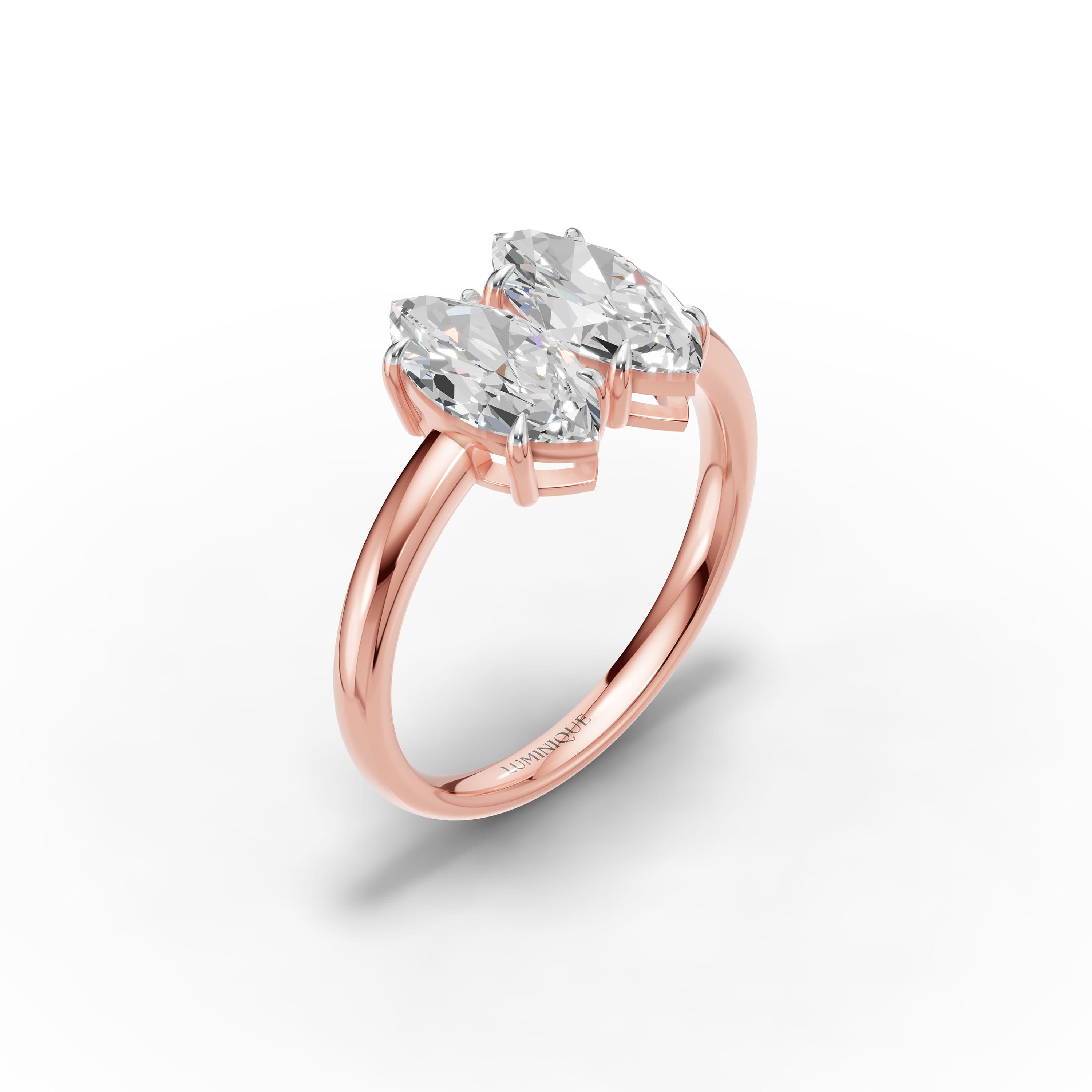 Verse Toi et Moi Ring in rose gold with lab grown diamonds, view 3