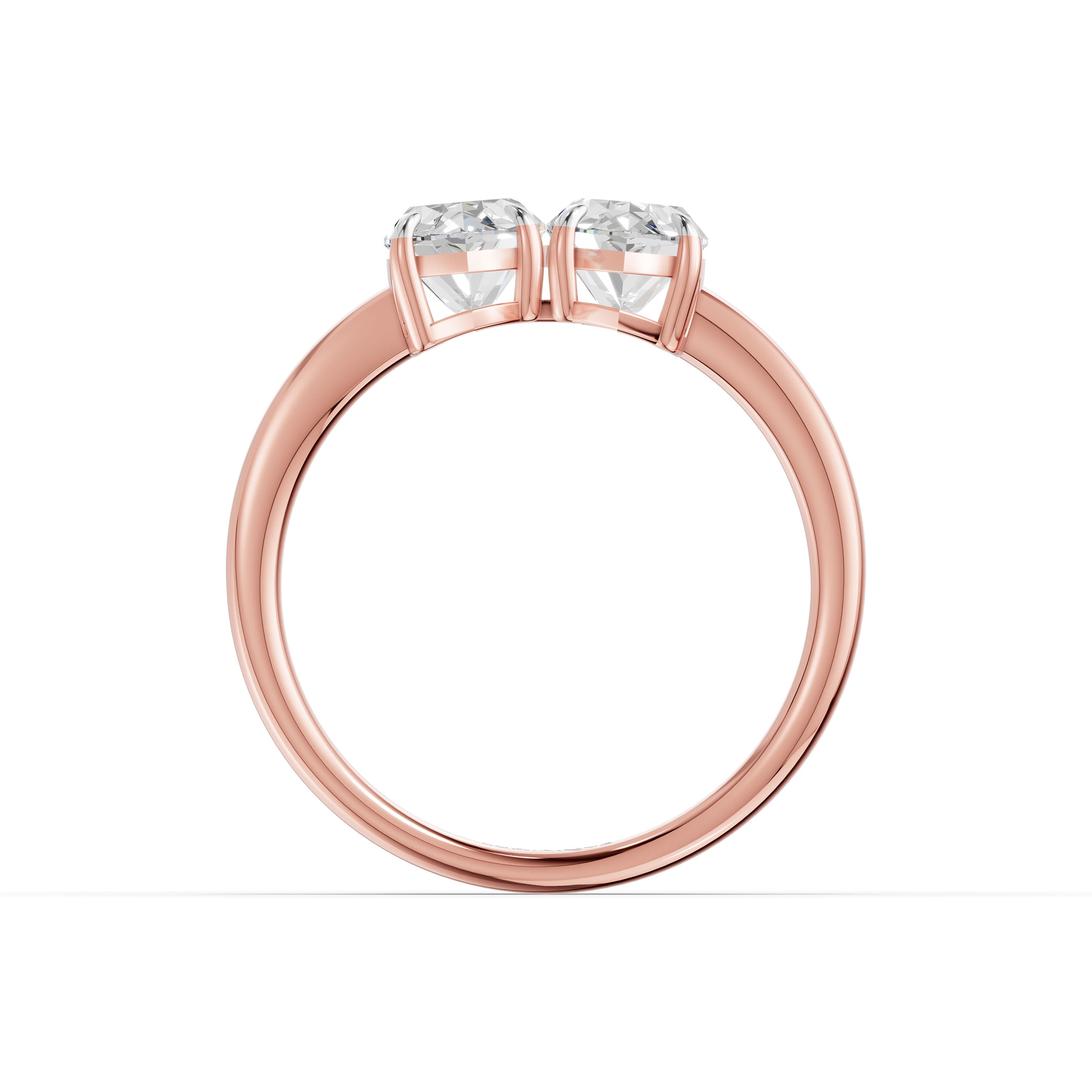 Verse Toi et Moi Ring in rose gold with lab grown diamonds, view 4