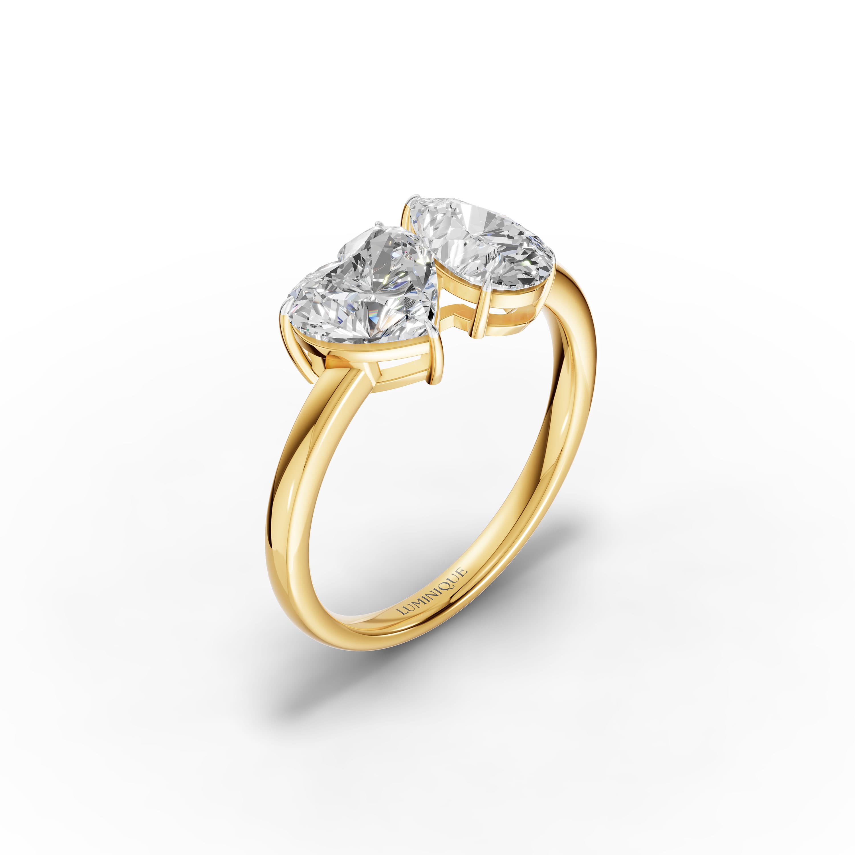 Posy Toi et Moi Ring in yellow gold with lab grown diamonds, view 3