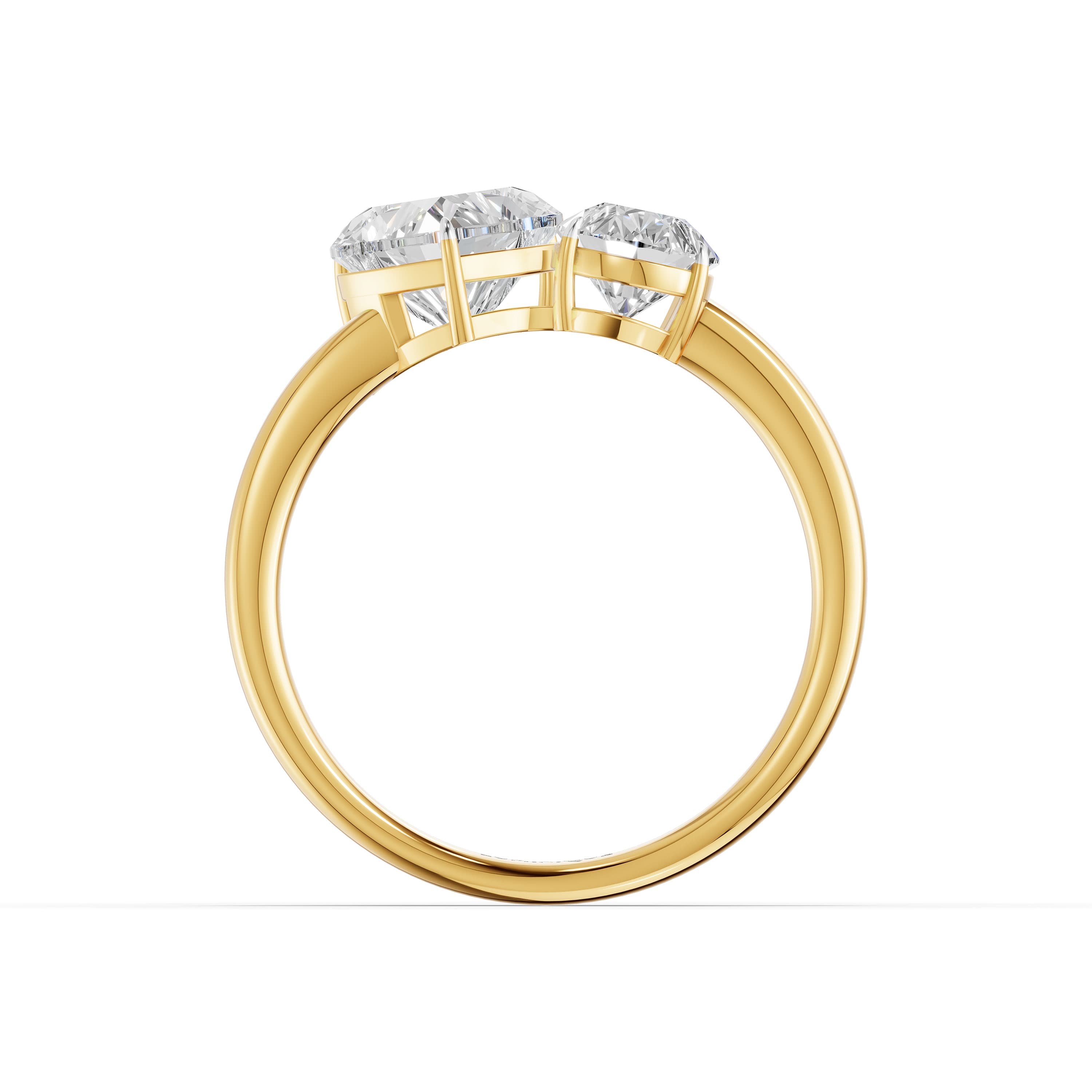 Posy Toi et Moi Ring in yellow gold with lab grown diamonds, view 4