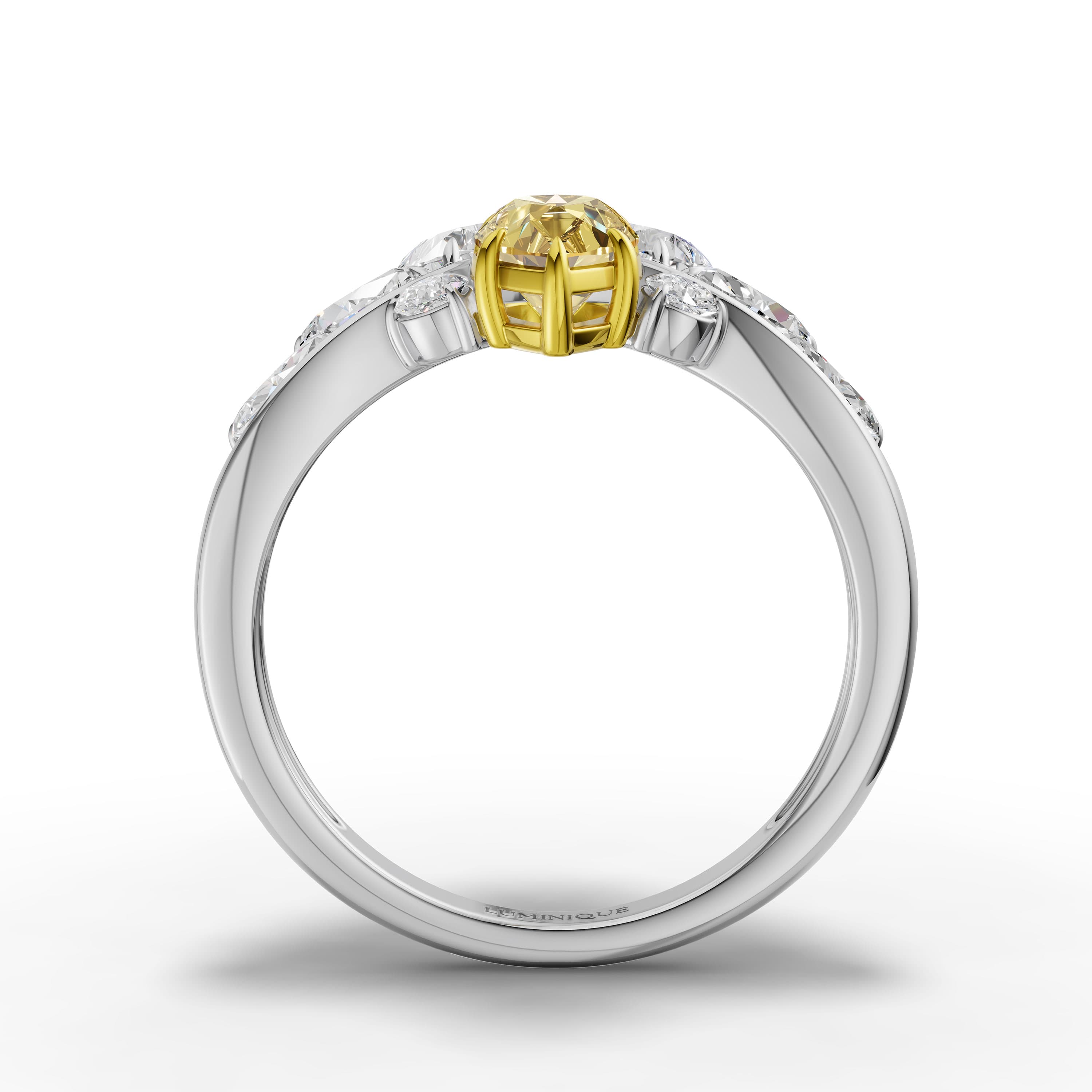 Swell Mixed Cluster Ring in white gold with lab grown diamonds and citrine, view 4