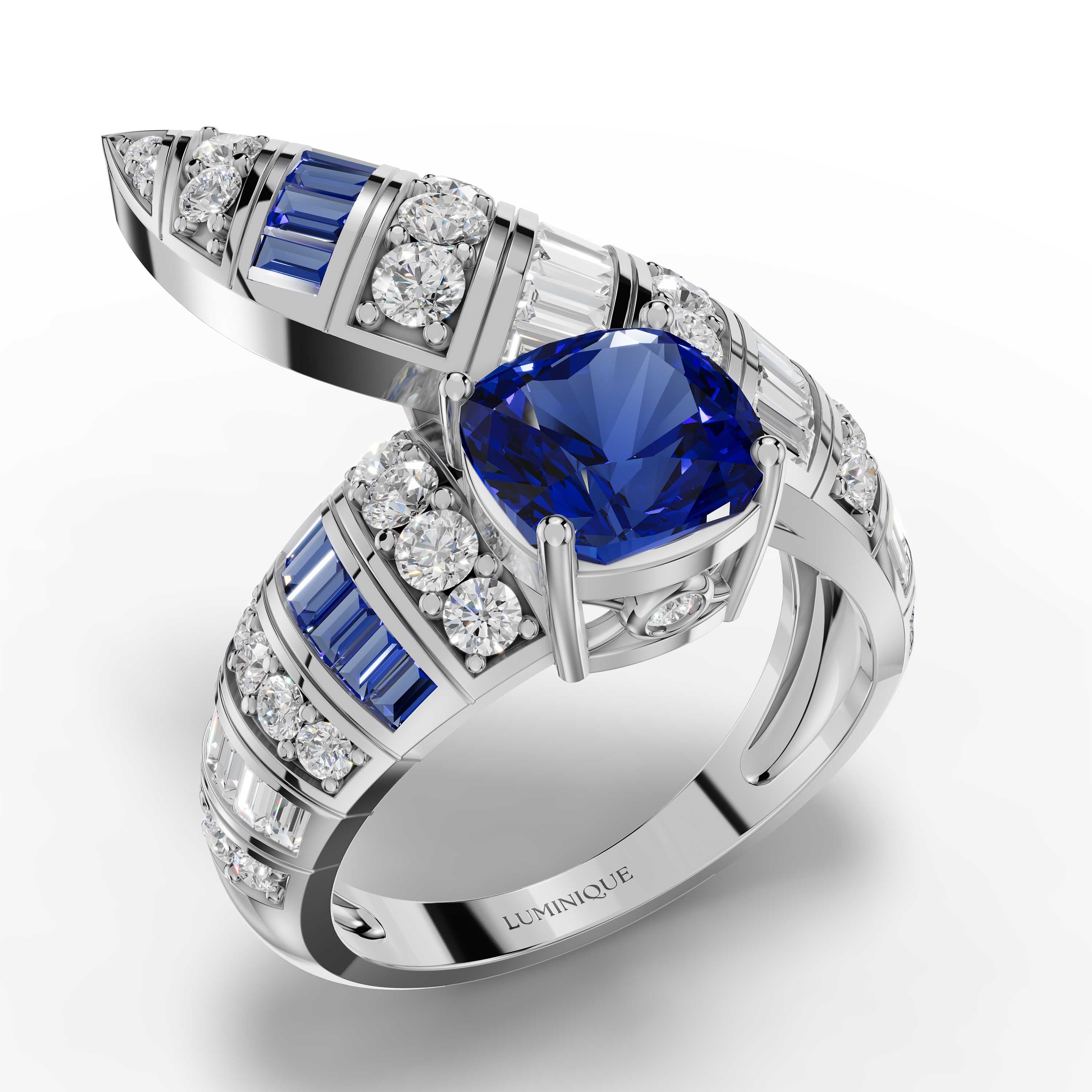 Compass Sapphire Cluster Ring