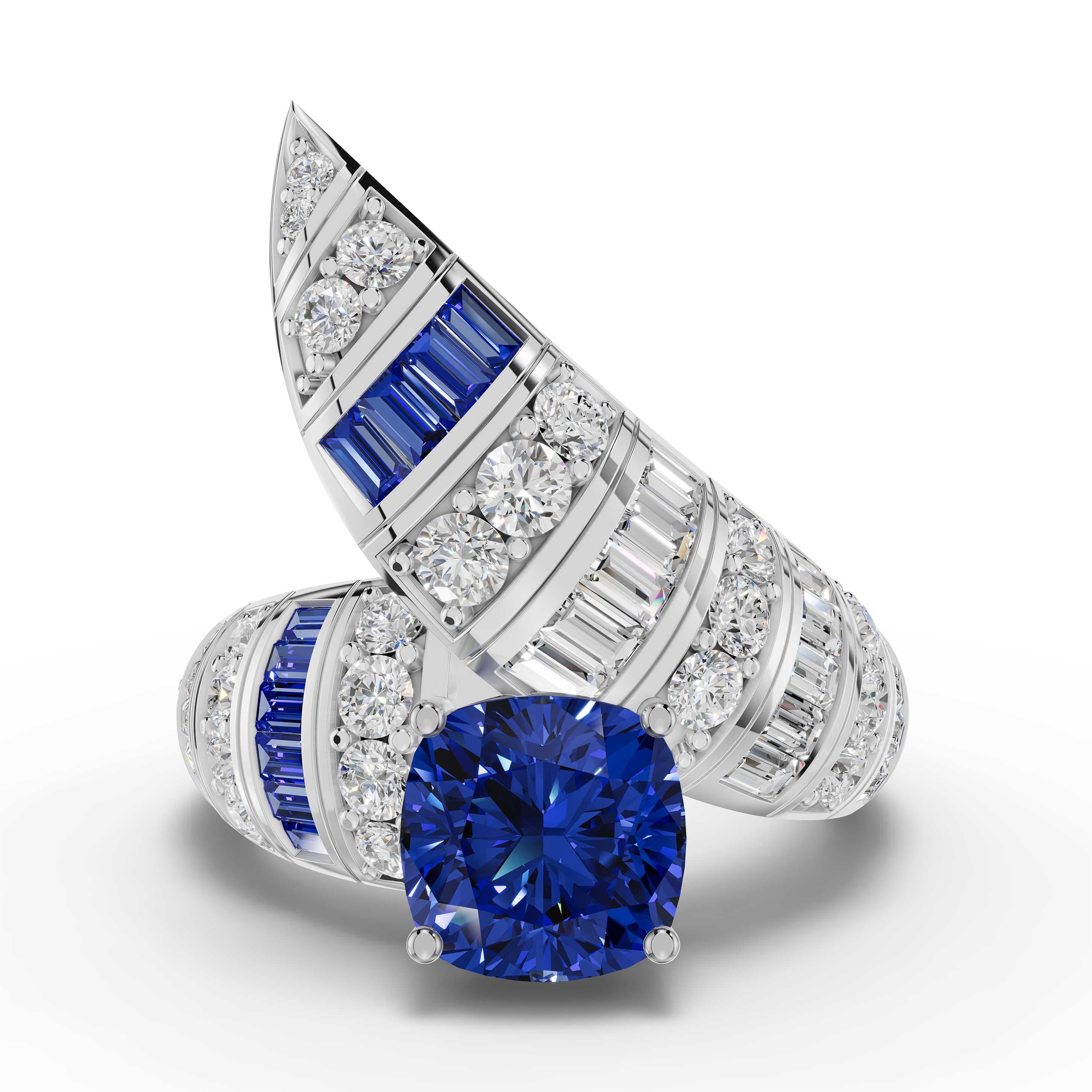 Compass Sapphire Cluster Ring