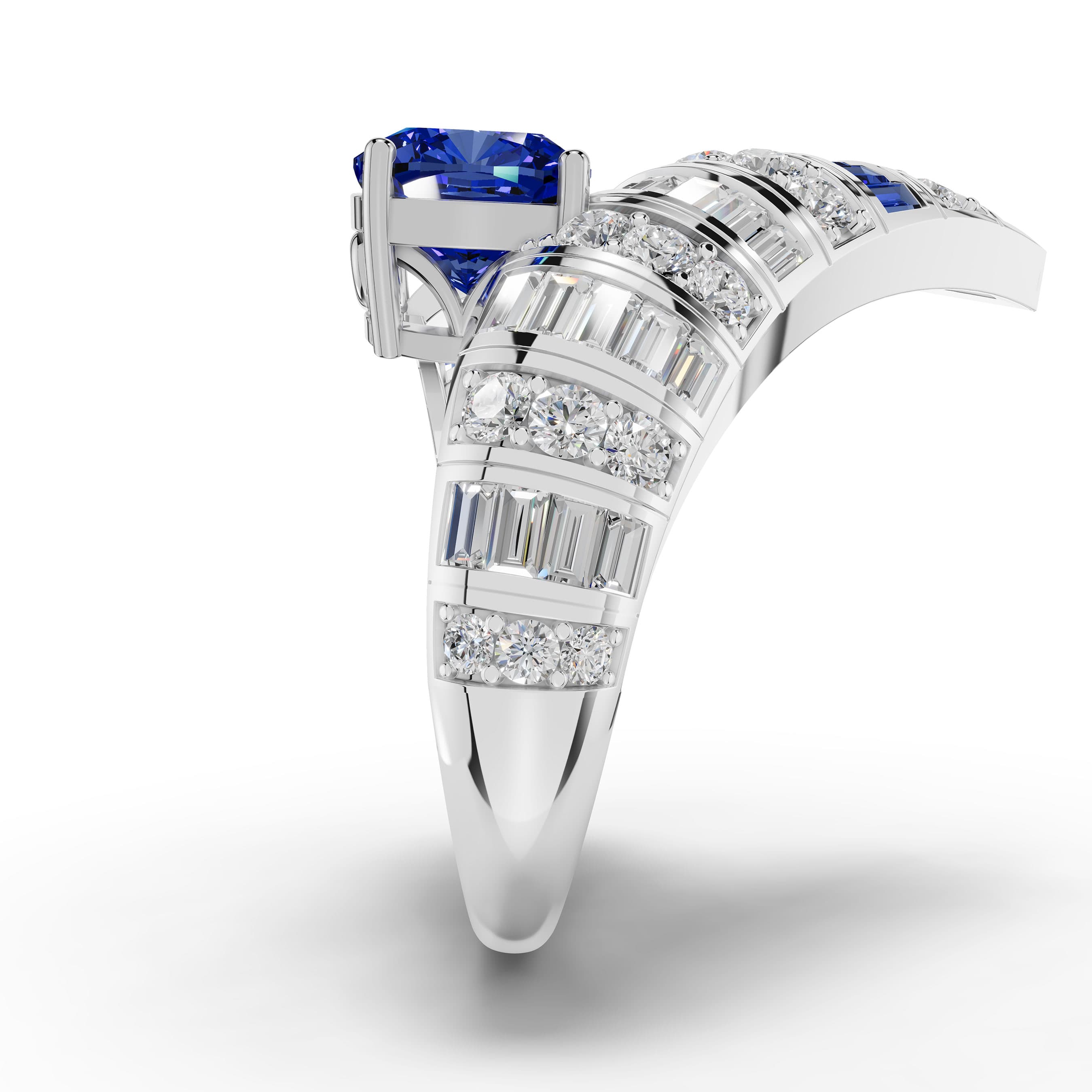 Compass Sapphire Cluster Ring