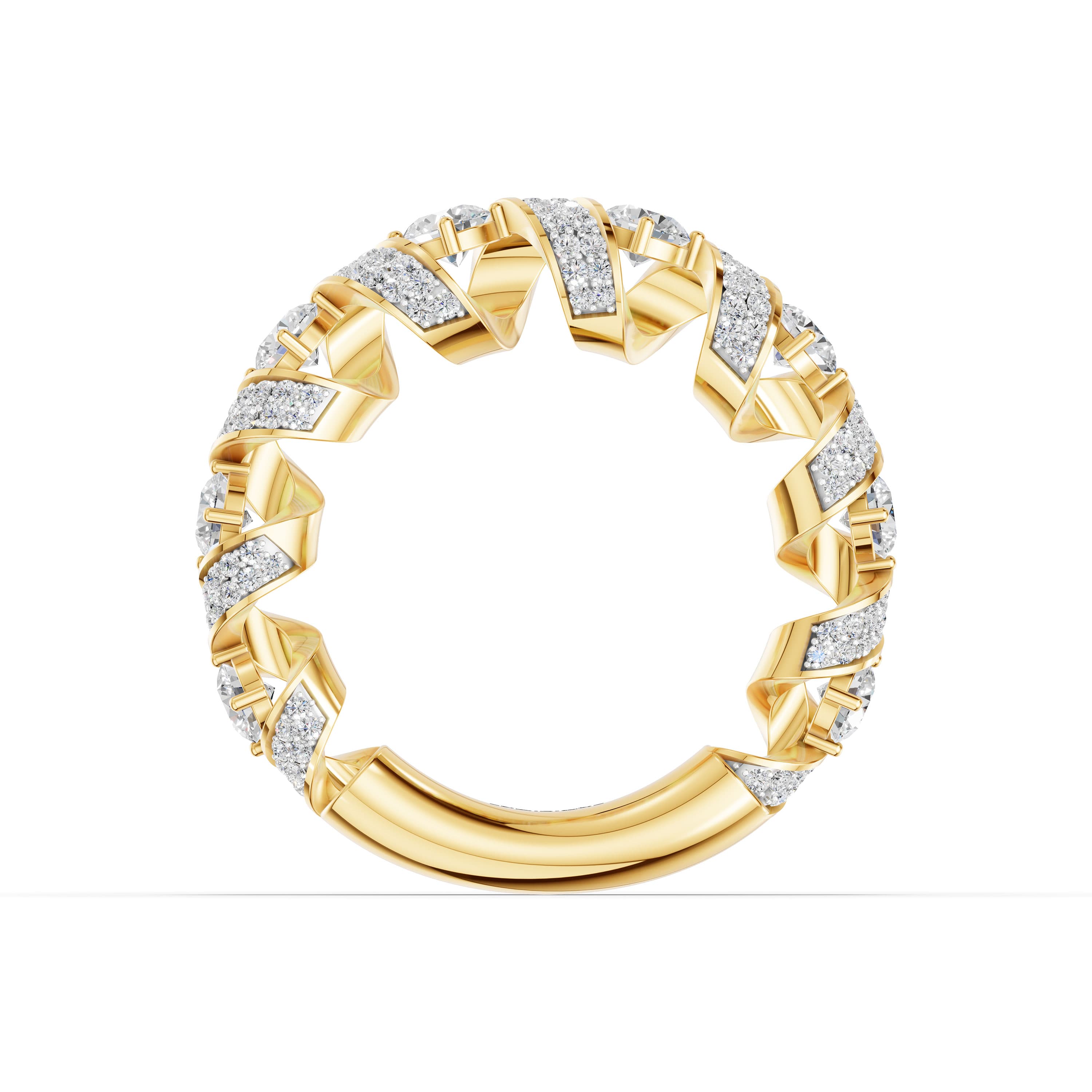 Cerelle Spiral Eternity Ring in yellow gold with lab grown diamonds, view 4