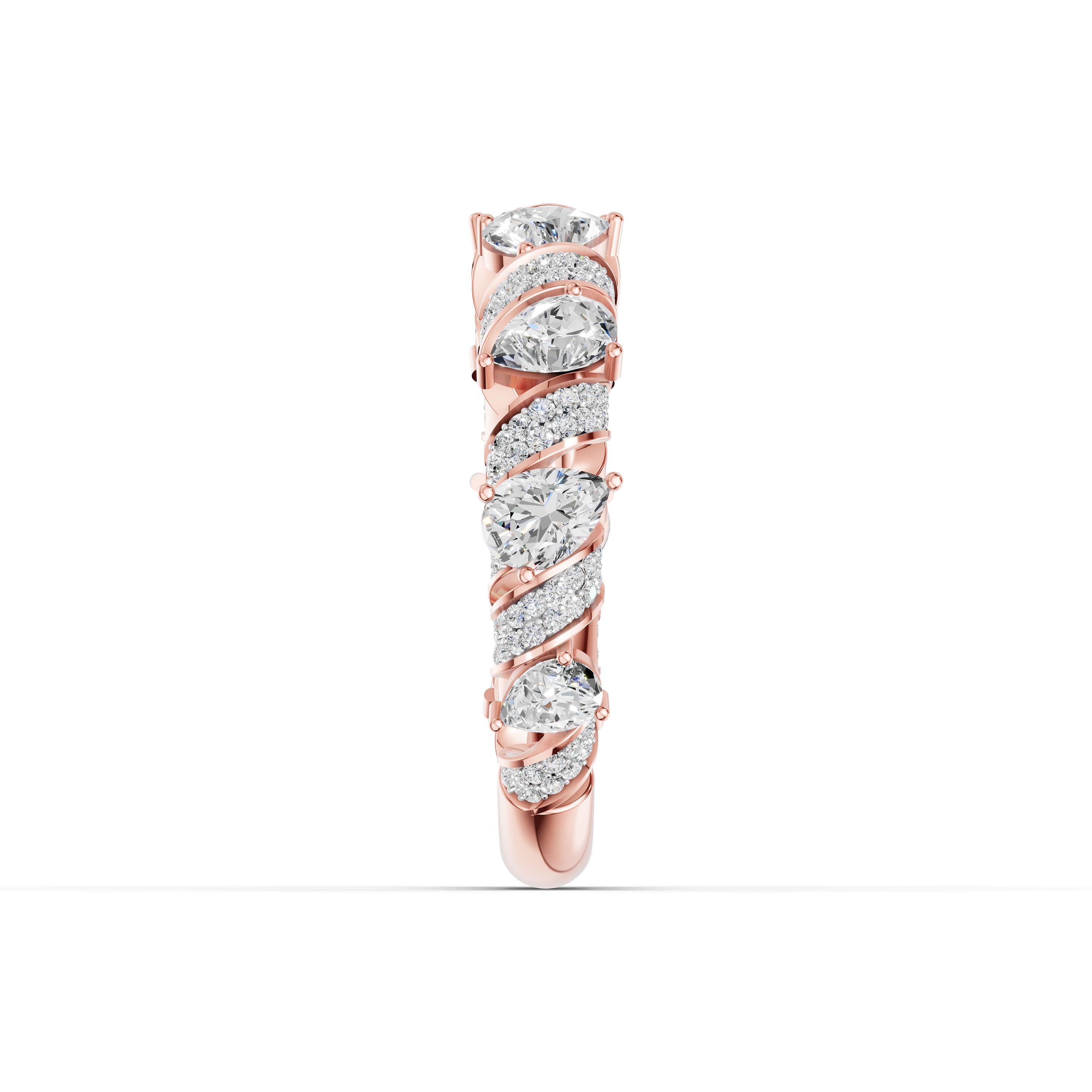 Fleurine Pear Twist Ring in rose gold with lab grown diamonds, view 5