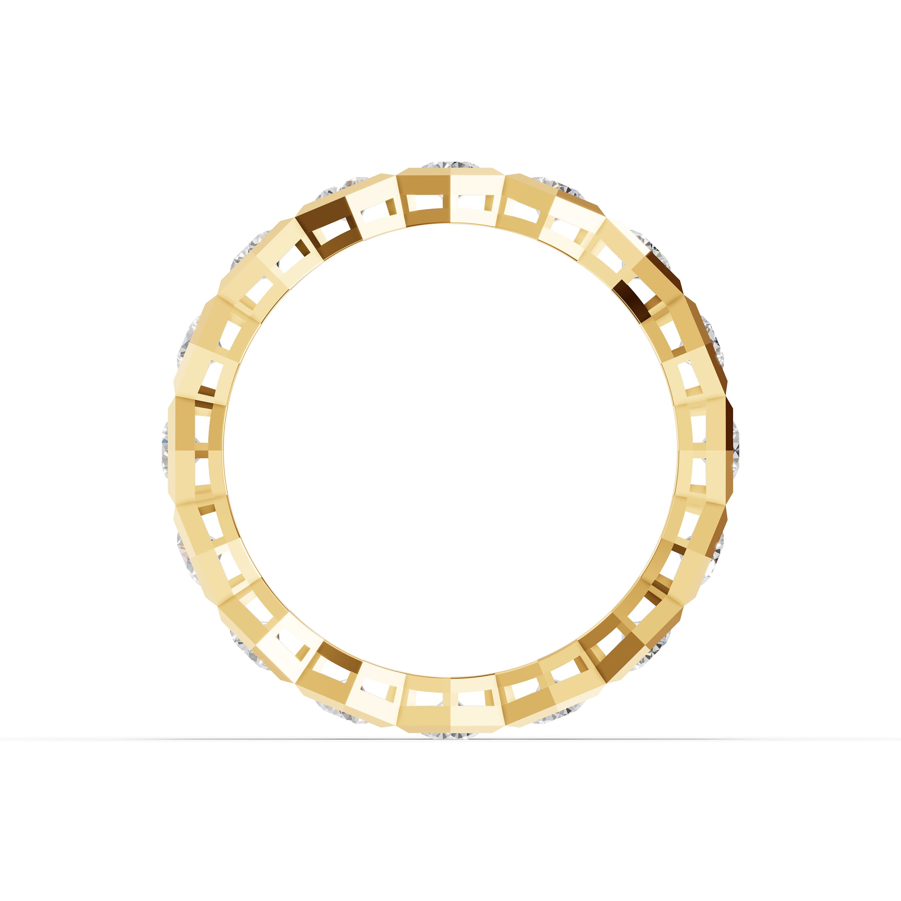 Alveole Hexagon Bezel Ring in yellow gold with lab grown diamonds, view 4
