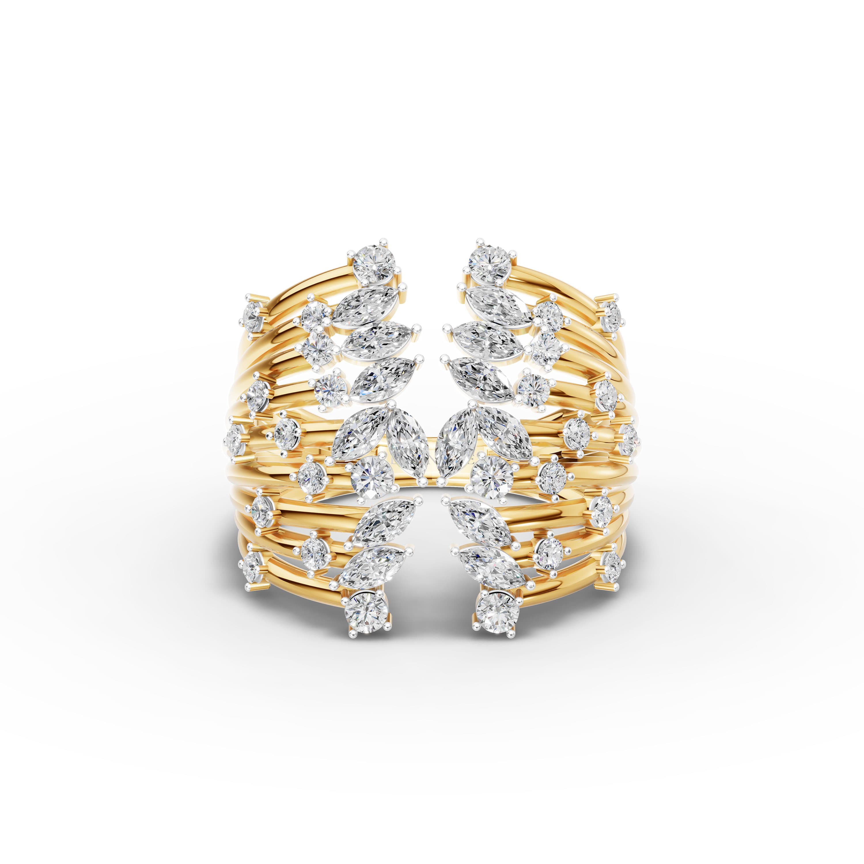Etch Marquise Cluster Ring