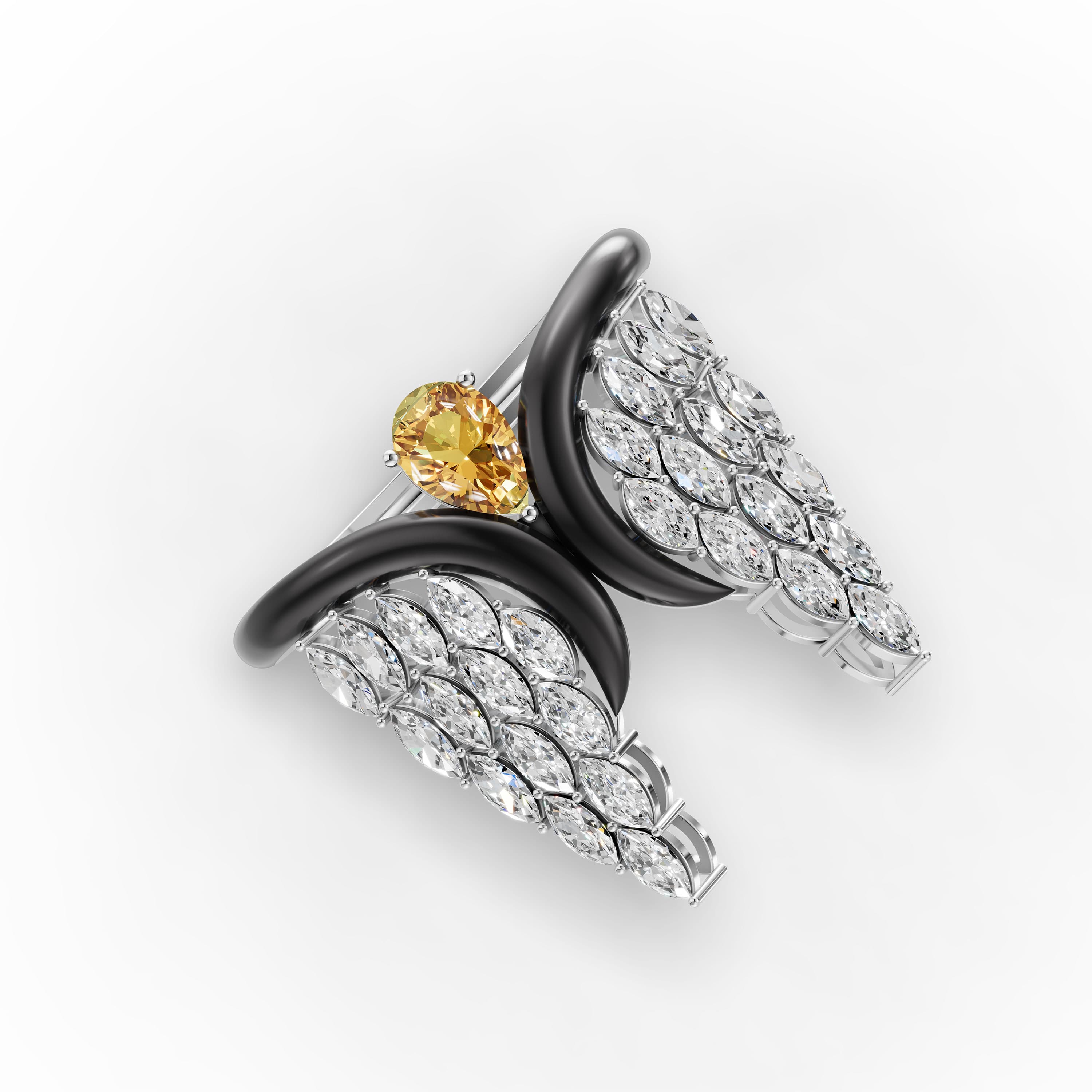 Frond Marquise Cluster Ring