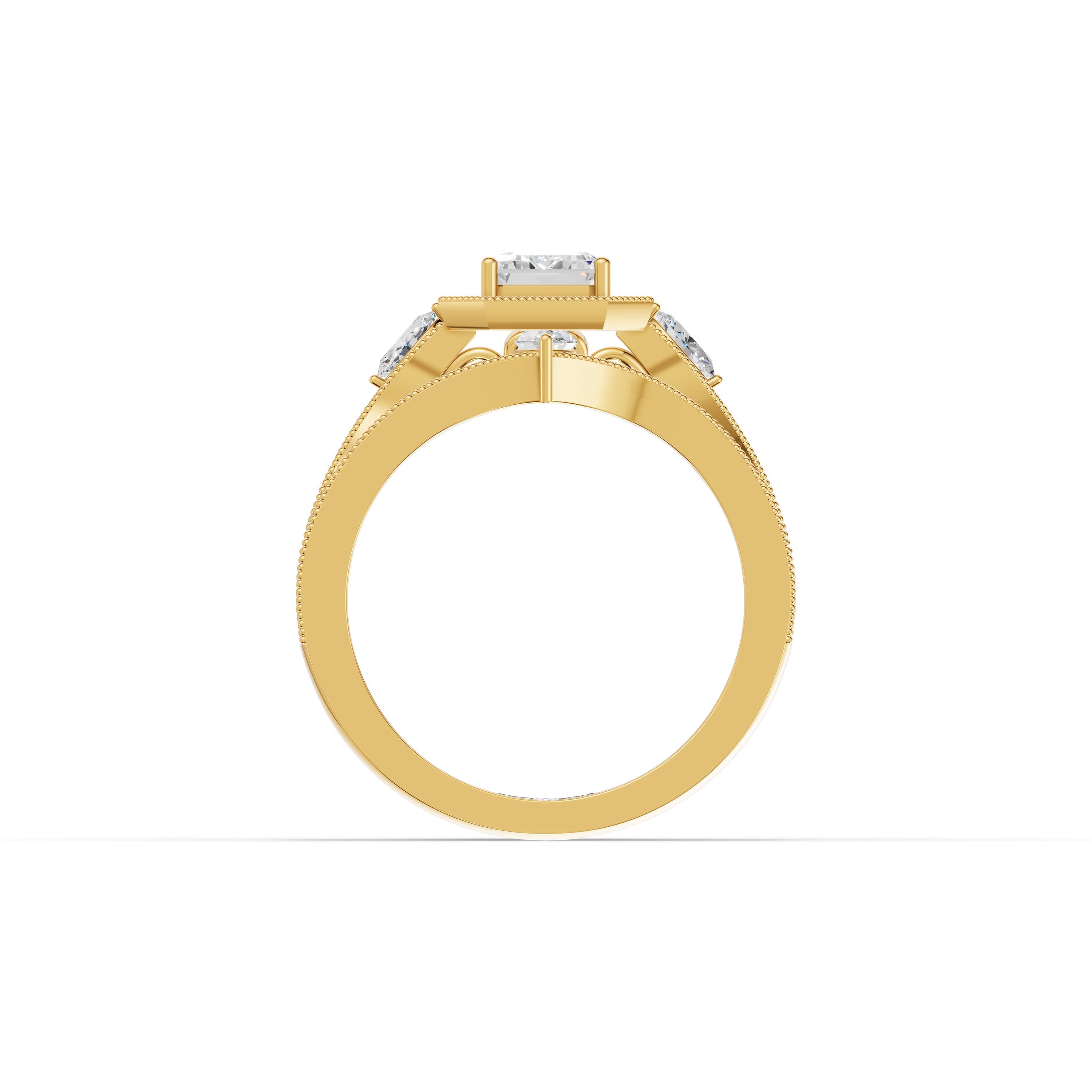Eglantine Emerald Stack Ring in yellow gold with lab grown diamonds, view 4