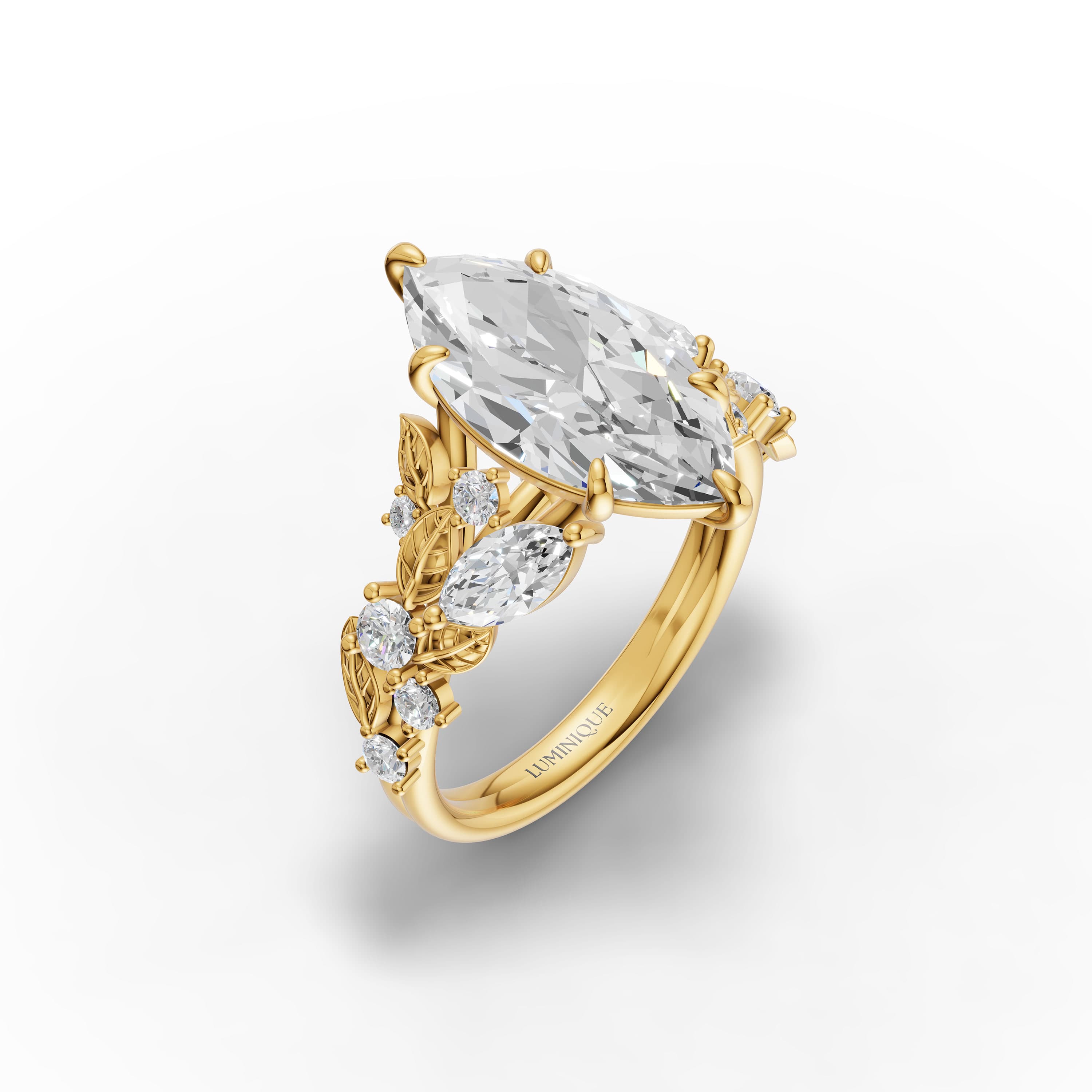 Morgane Marquise Vine Ring in yellow gold with lab grown diamonds, view 3