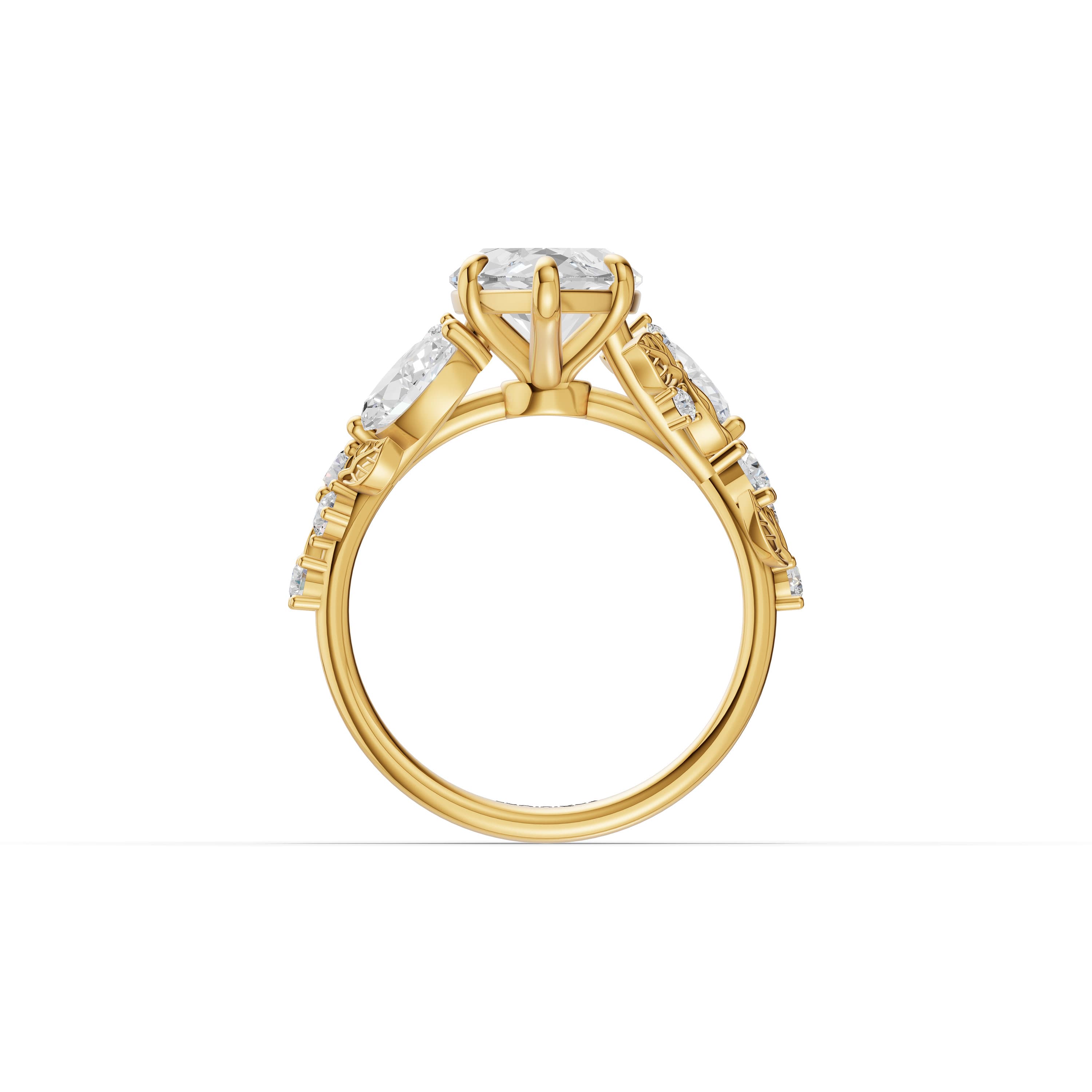 Morgane Marquise Vine Ring in yellow gold with lab grown diamonds, view 4