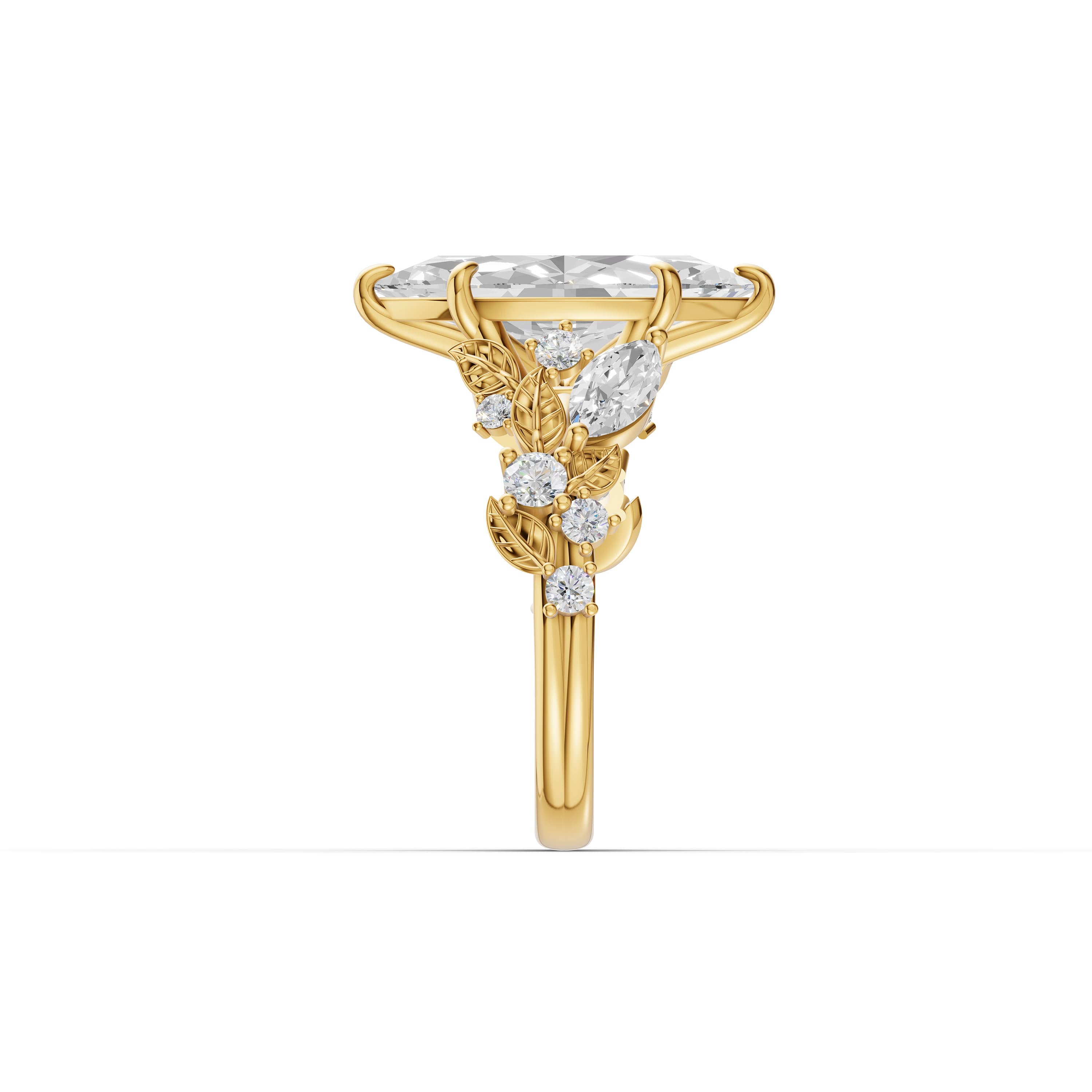 Morgane Marquise Vine Ring in yellow gold with lab grown diamonds, view 5