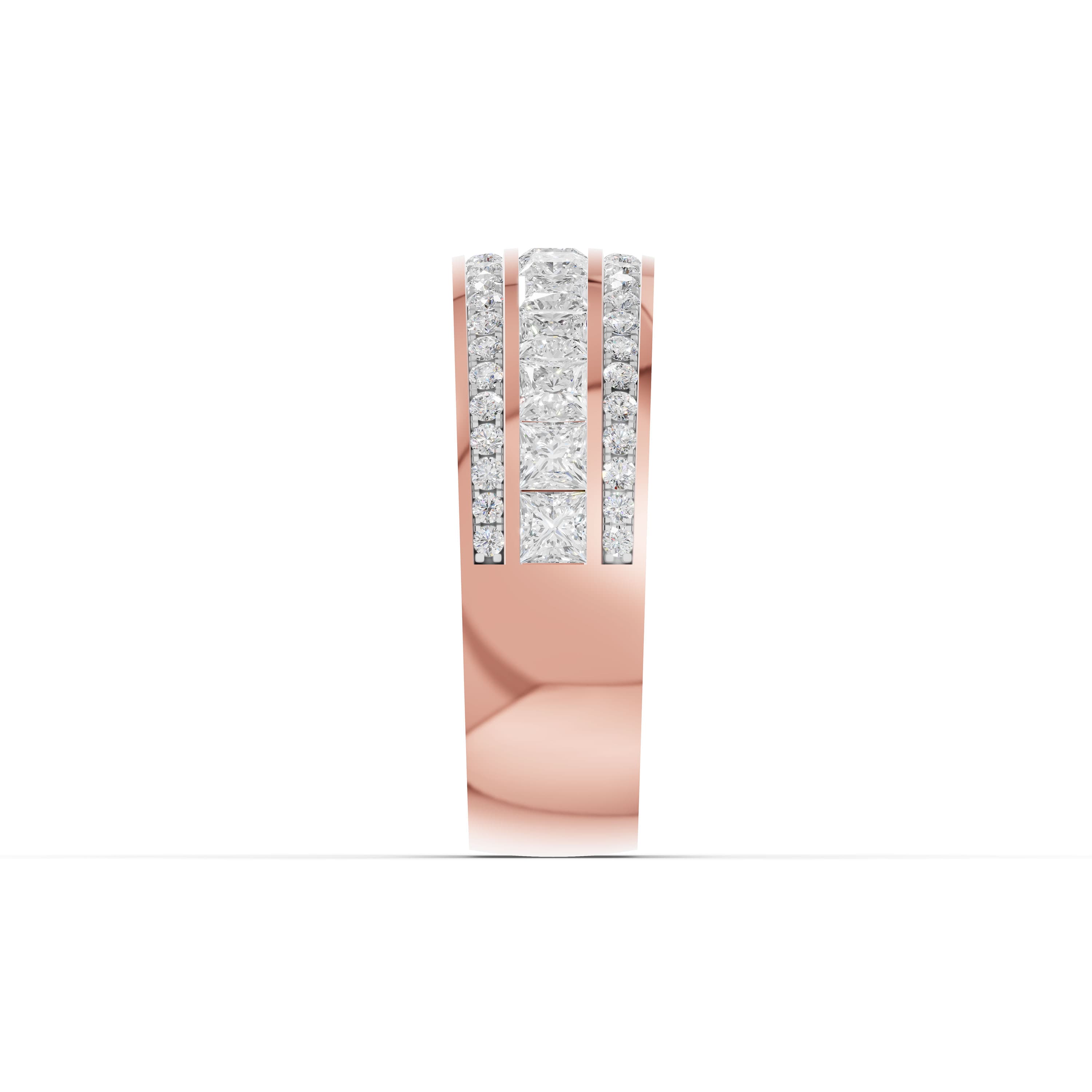 Isaline Princess Channel Ring in rose gold with lab grown diamonds, view 5