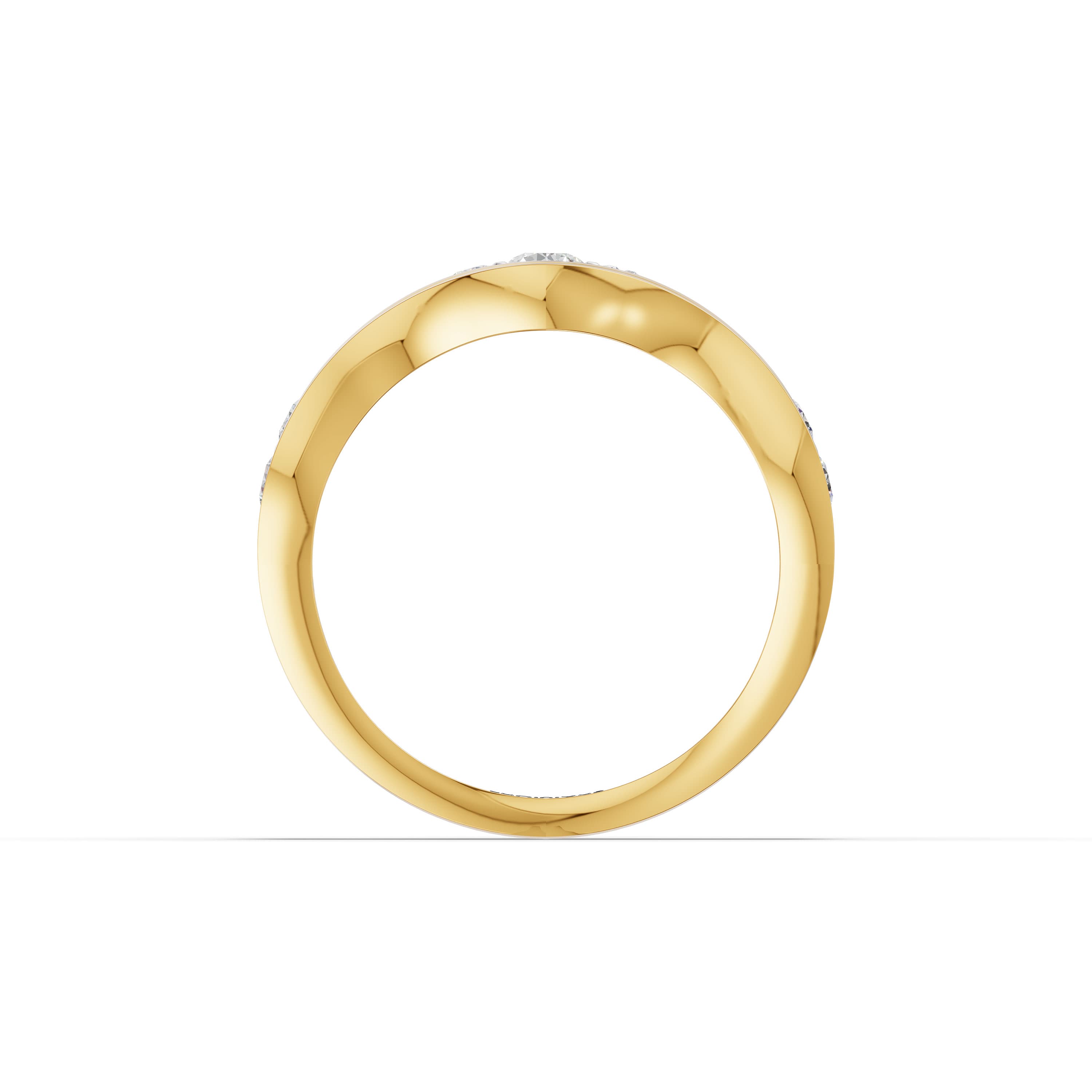 Linnea Wave Tier Ring in yellow gold with lab grown diamonds, view 4