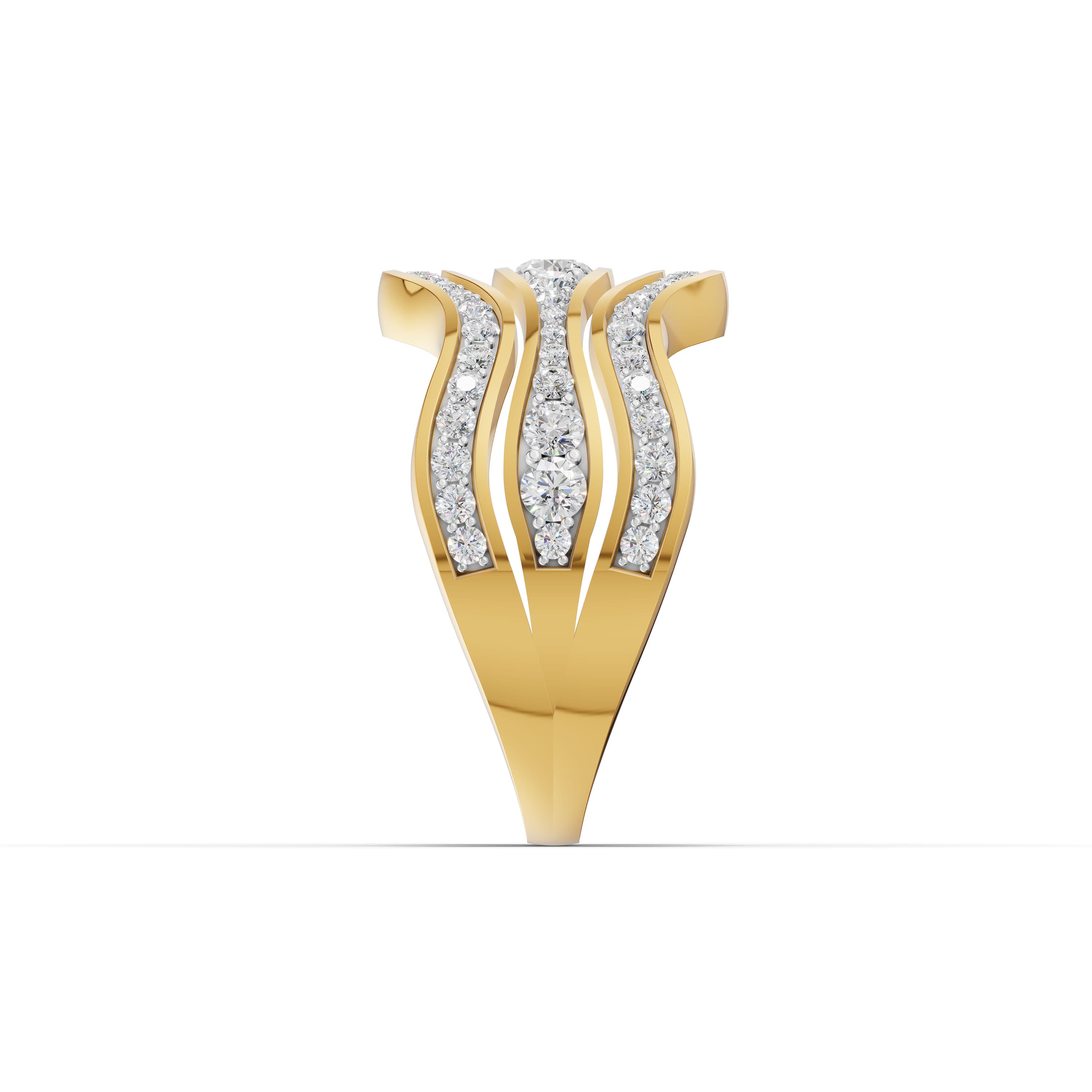 Linnea Wave Tier Ring in yellow gold with lab grown diamonds, view 5