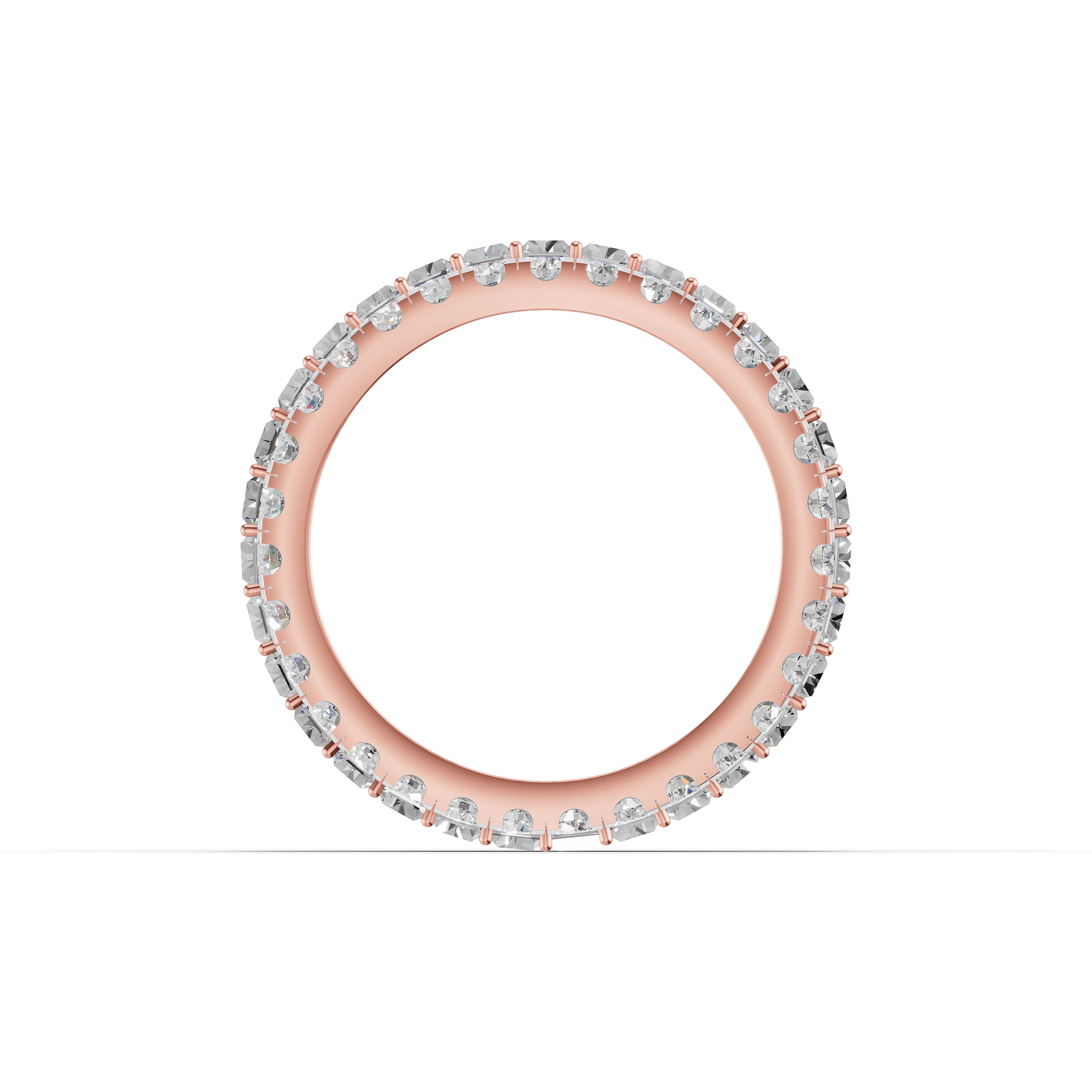 Oralie Baguette Eternity Ring in rose gold with lab grown diamonds, view 4