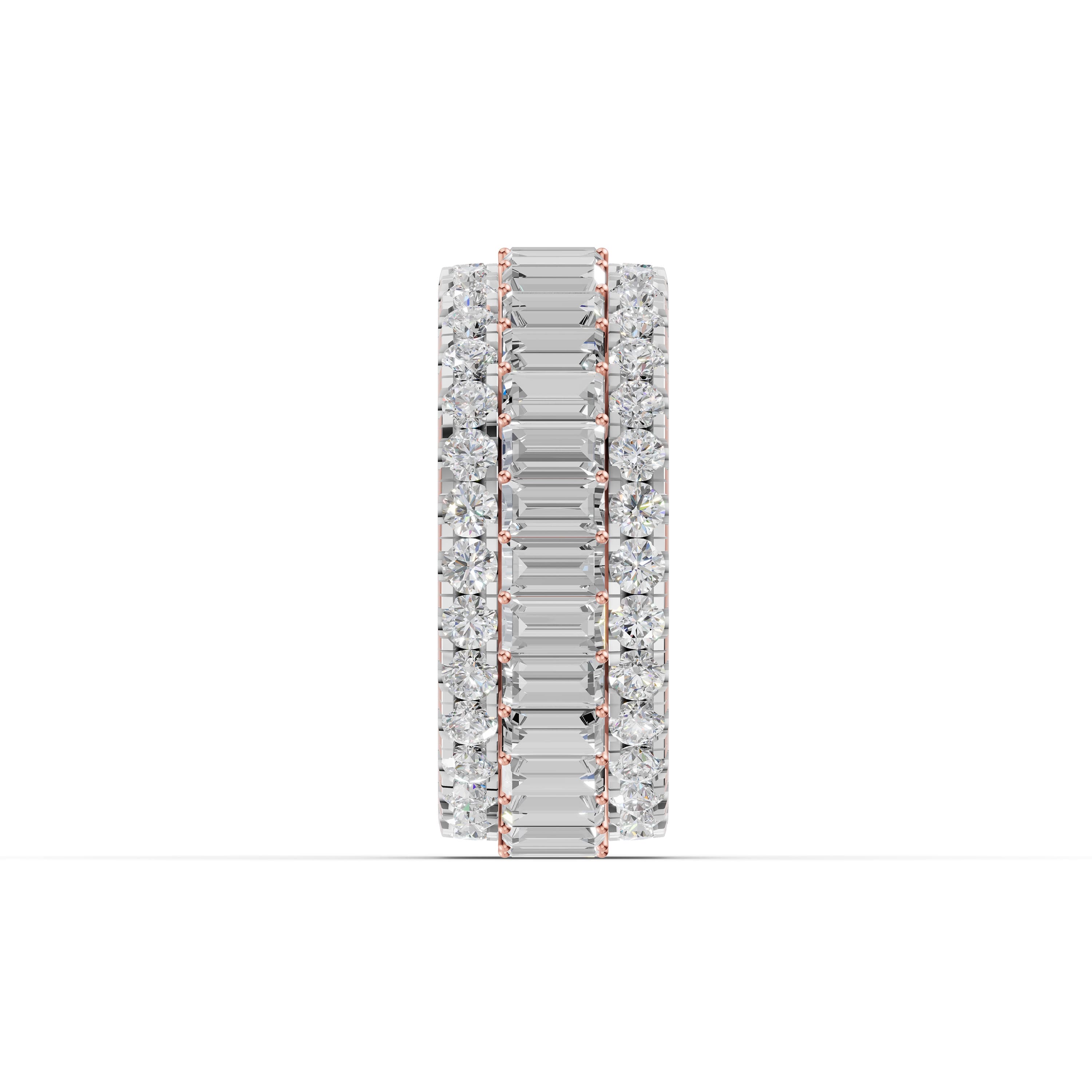 Oralie Baguette Eternity Ring in rose gold with lab grown diamonds, view 5