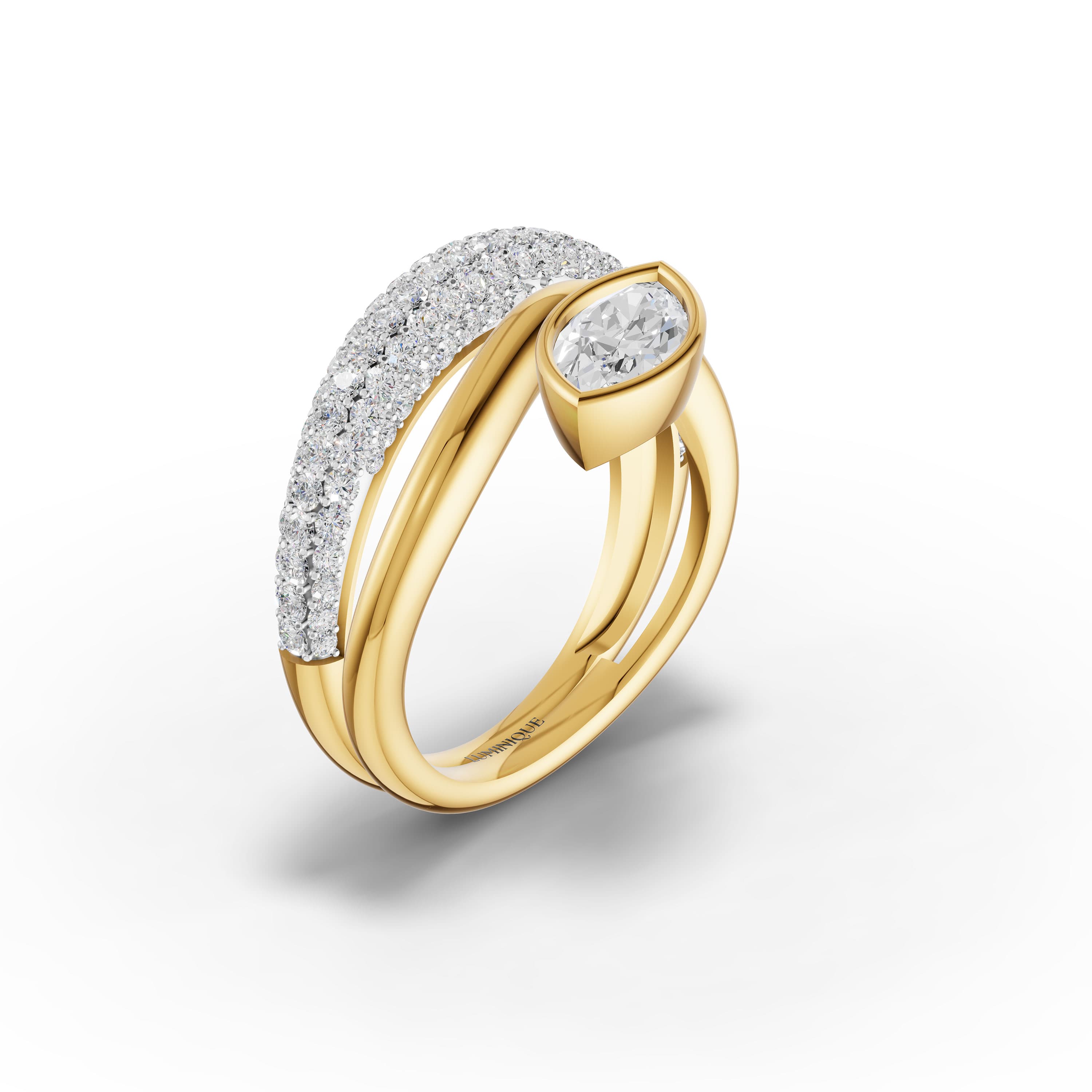 Gaelle Marquise Wrap Ring in yellow gold with lab grown diamonds, view 3
