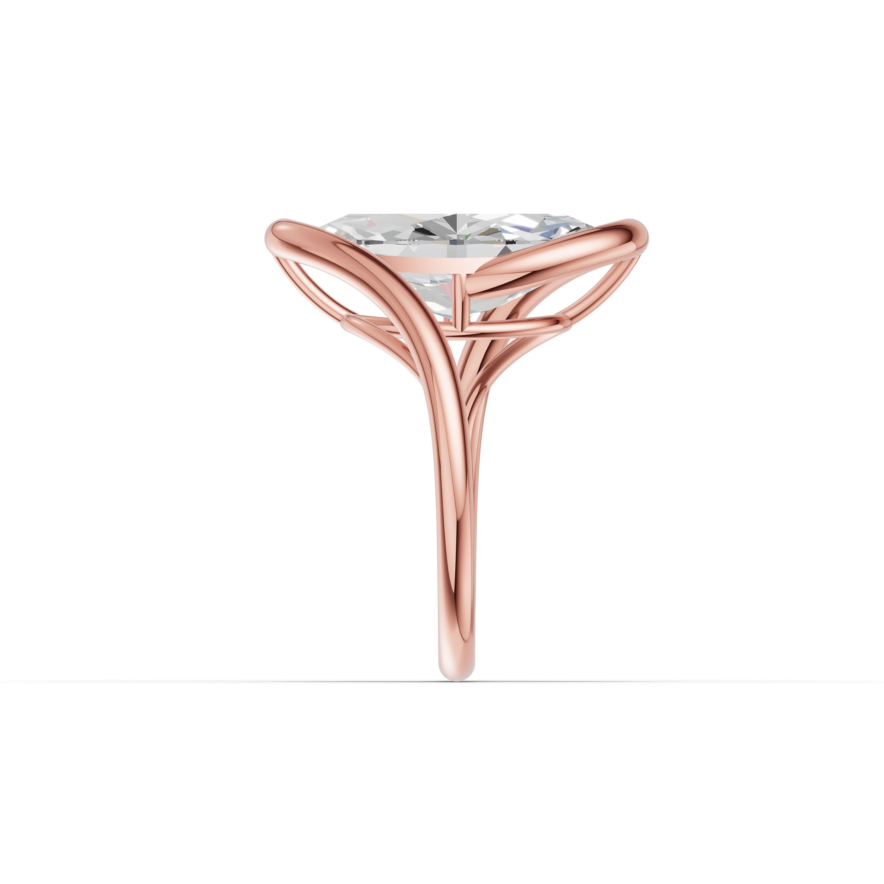 Albane Marquise Solitaire Ring in rose gold with lab grown diamonds, view 5
