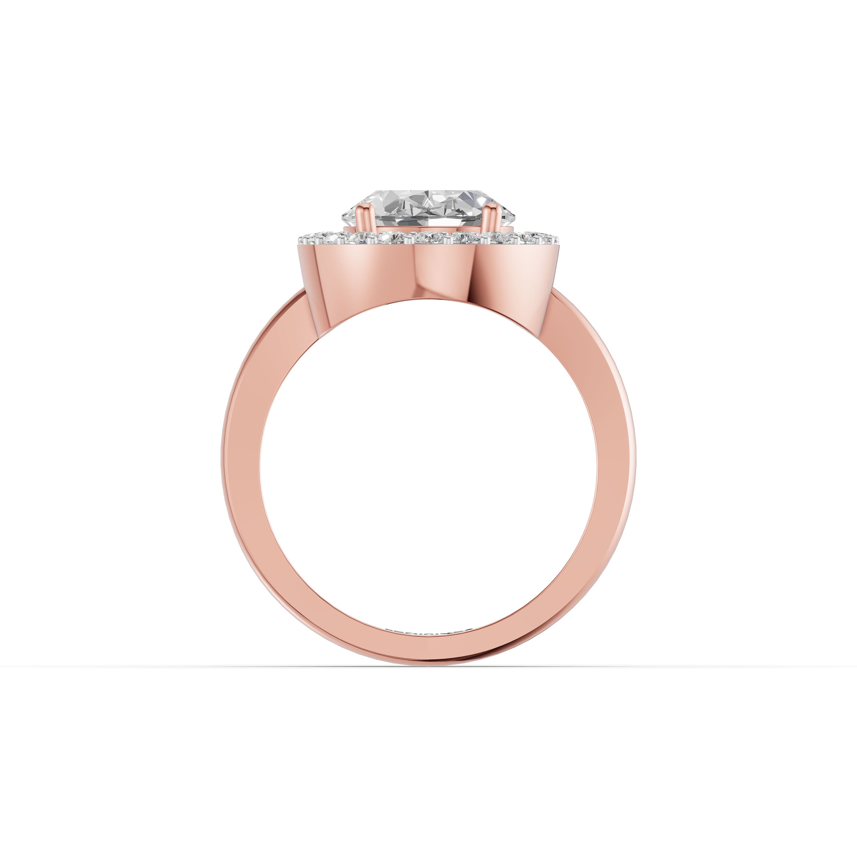 Emmeline Oval Halo Ring in rose gold with lab grown diamonds, view 4
