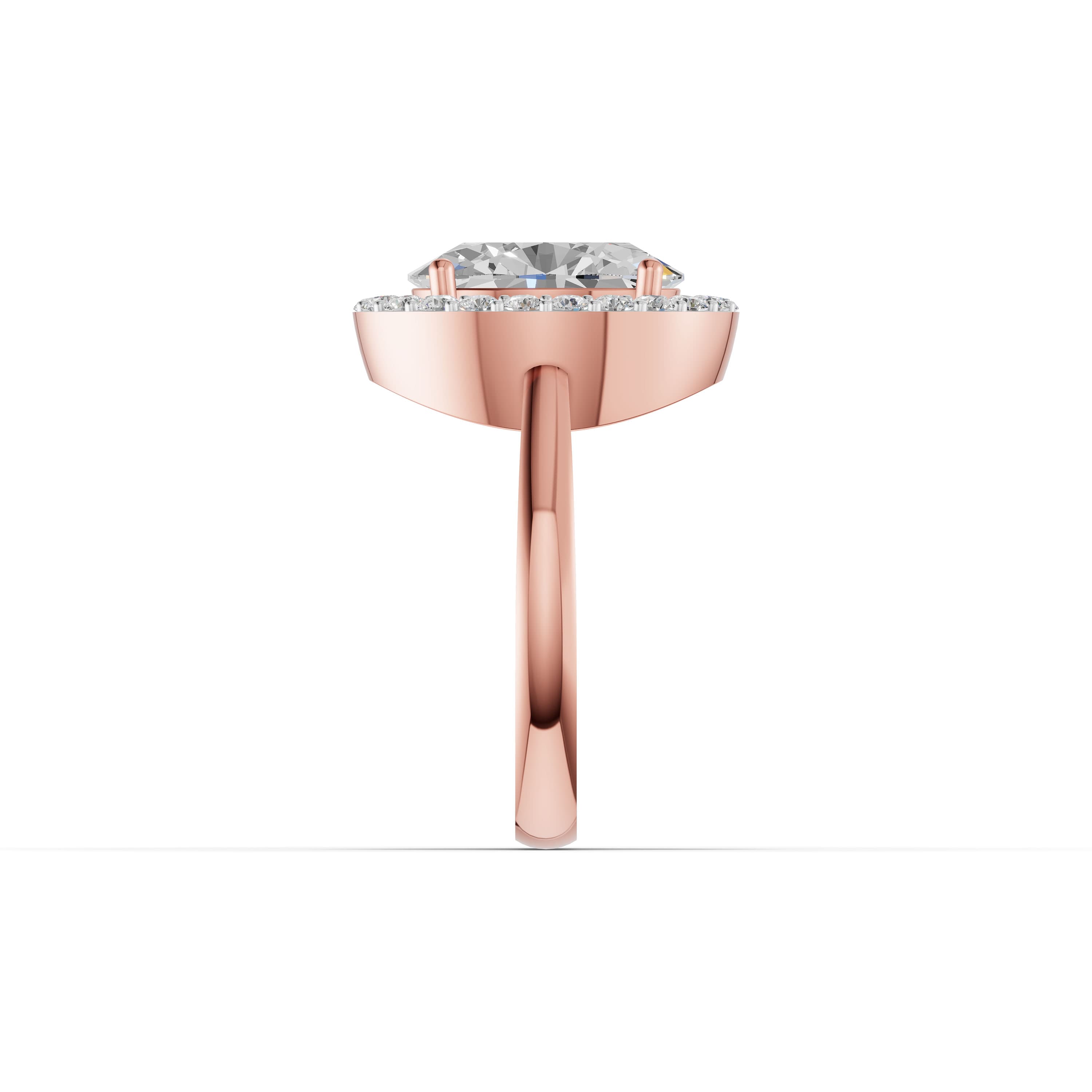 Emmeline Oval Halo Ring in rose gold with lab grown diamonds, view 5